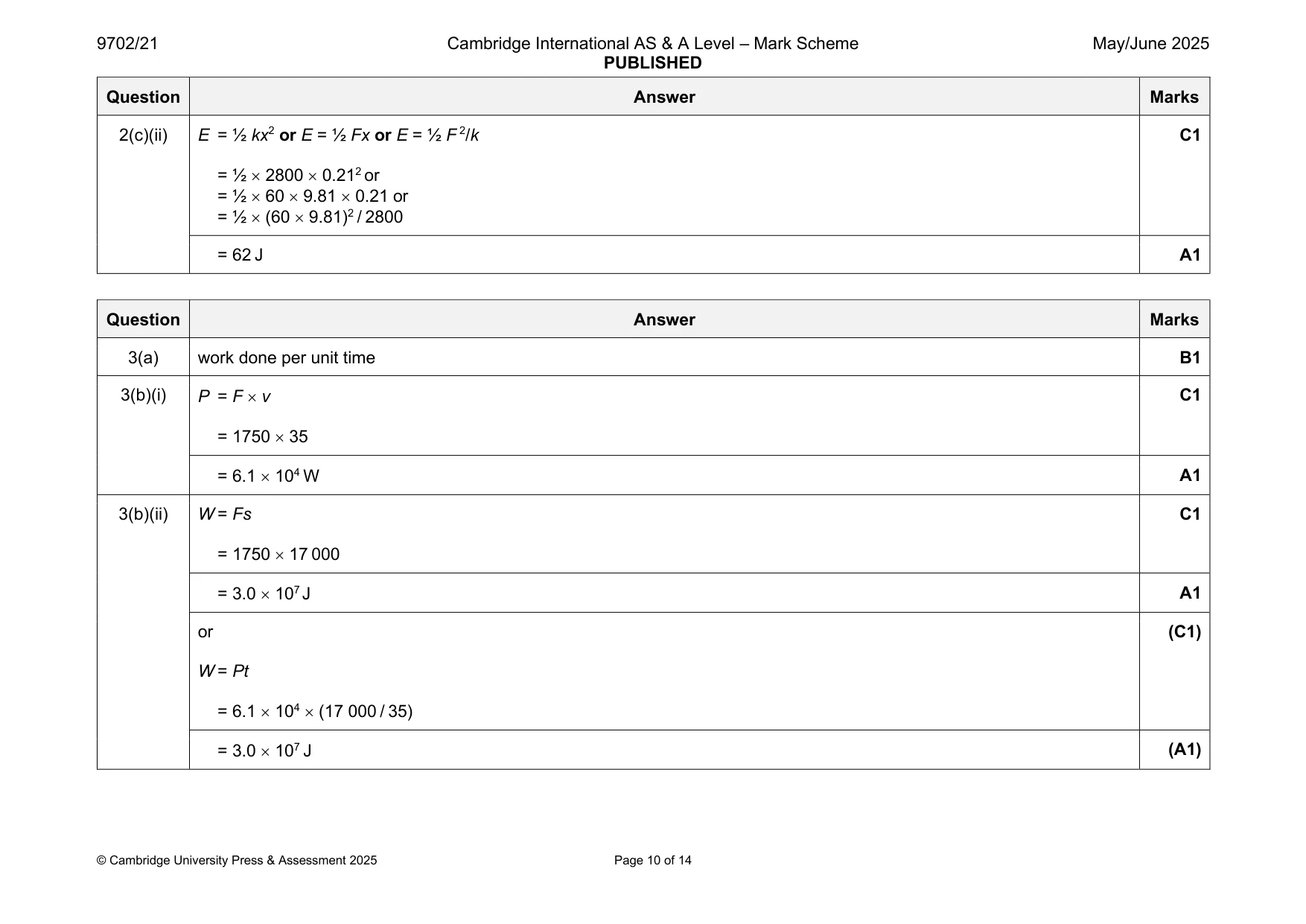 Mark scheme, page 10 of 14