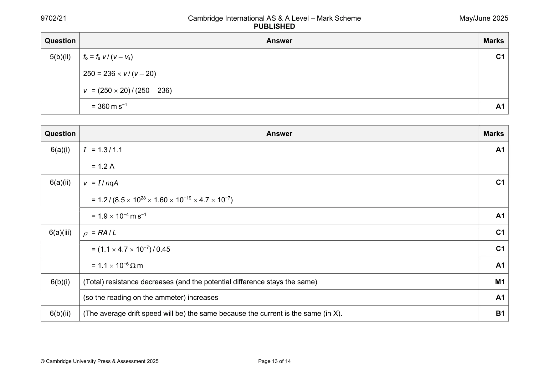 Mark scheme, page 13 of 14