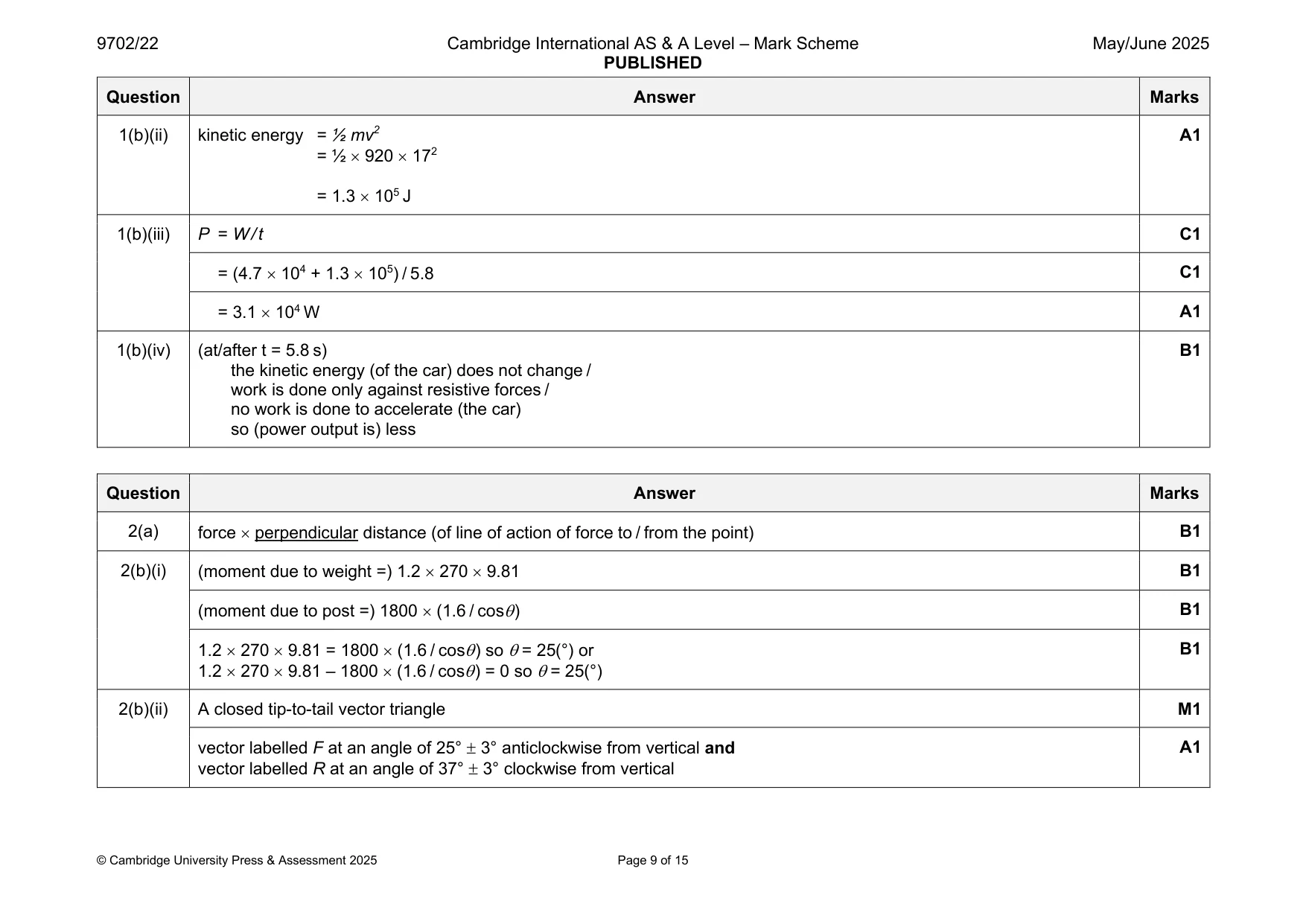 Mark scheme, page 9 of 15