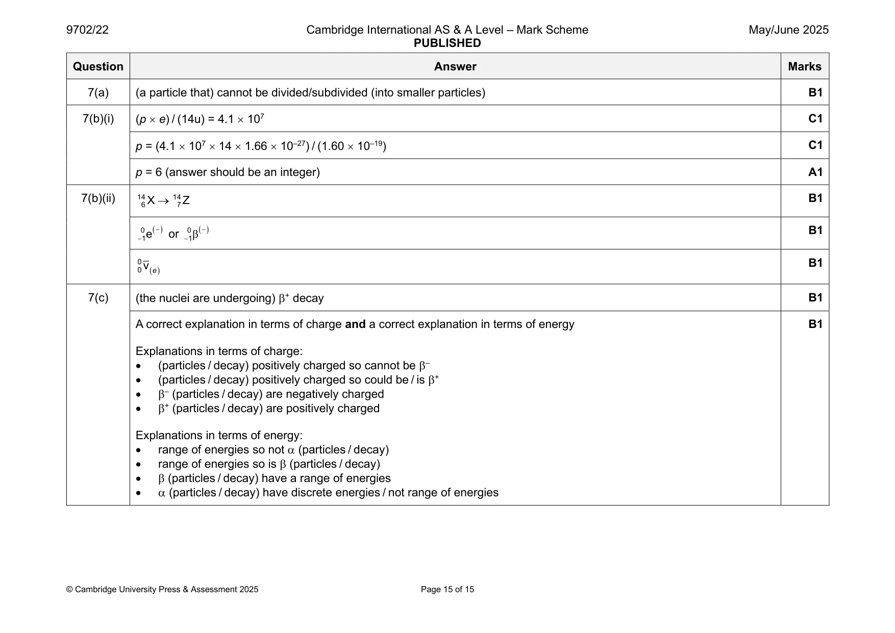 Mark scheme, page 15 of 15