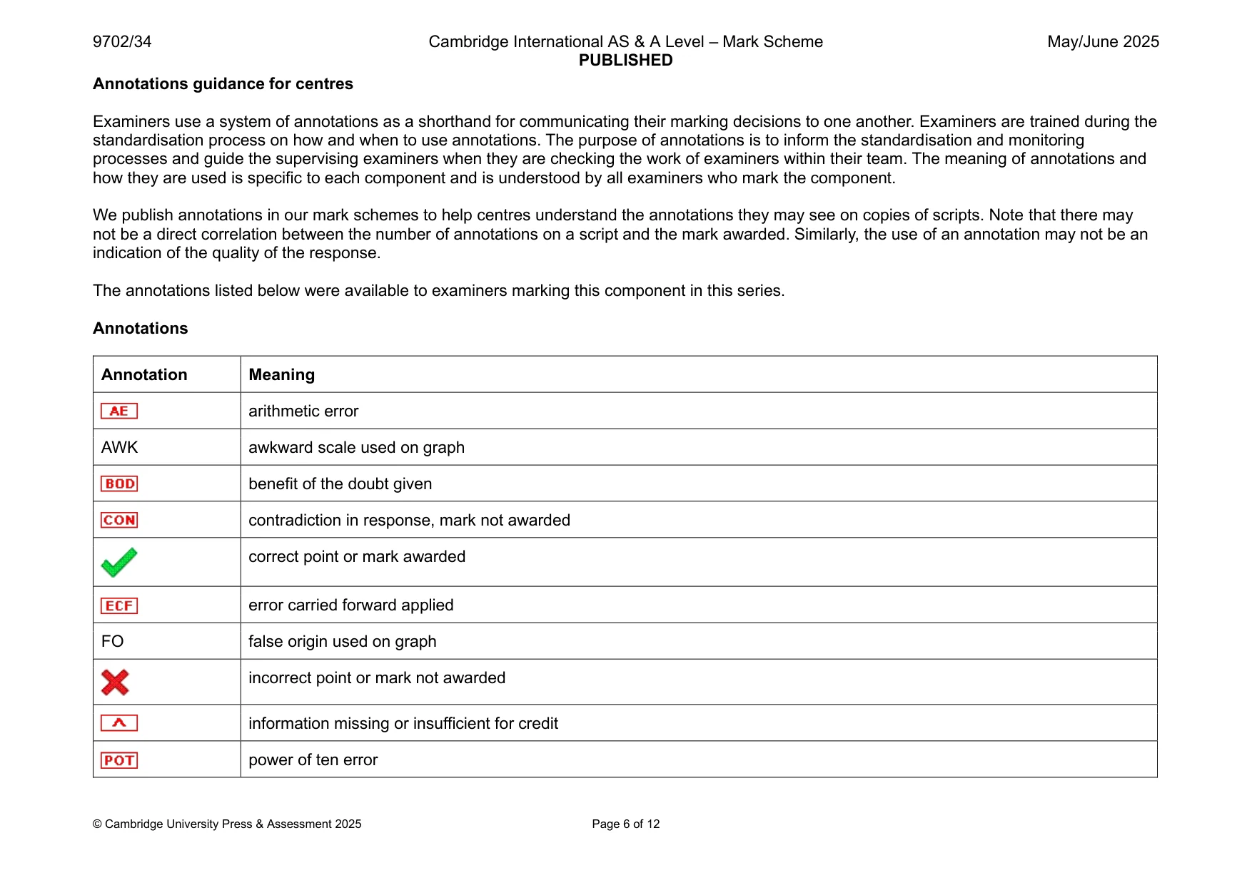 Mark scheme, page 6 of 12