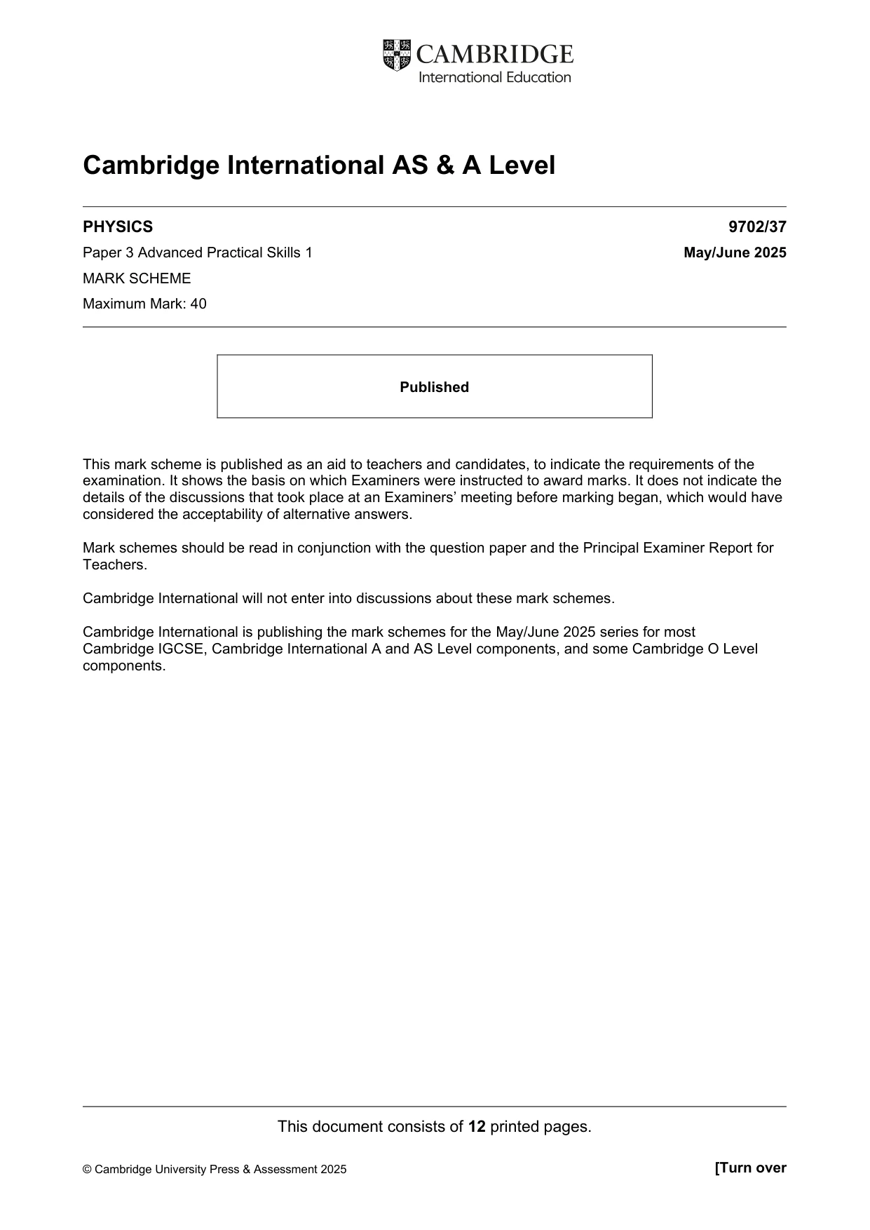 Mark scheme, page 1 of 12
