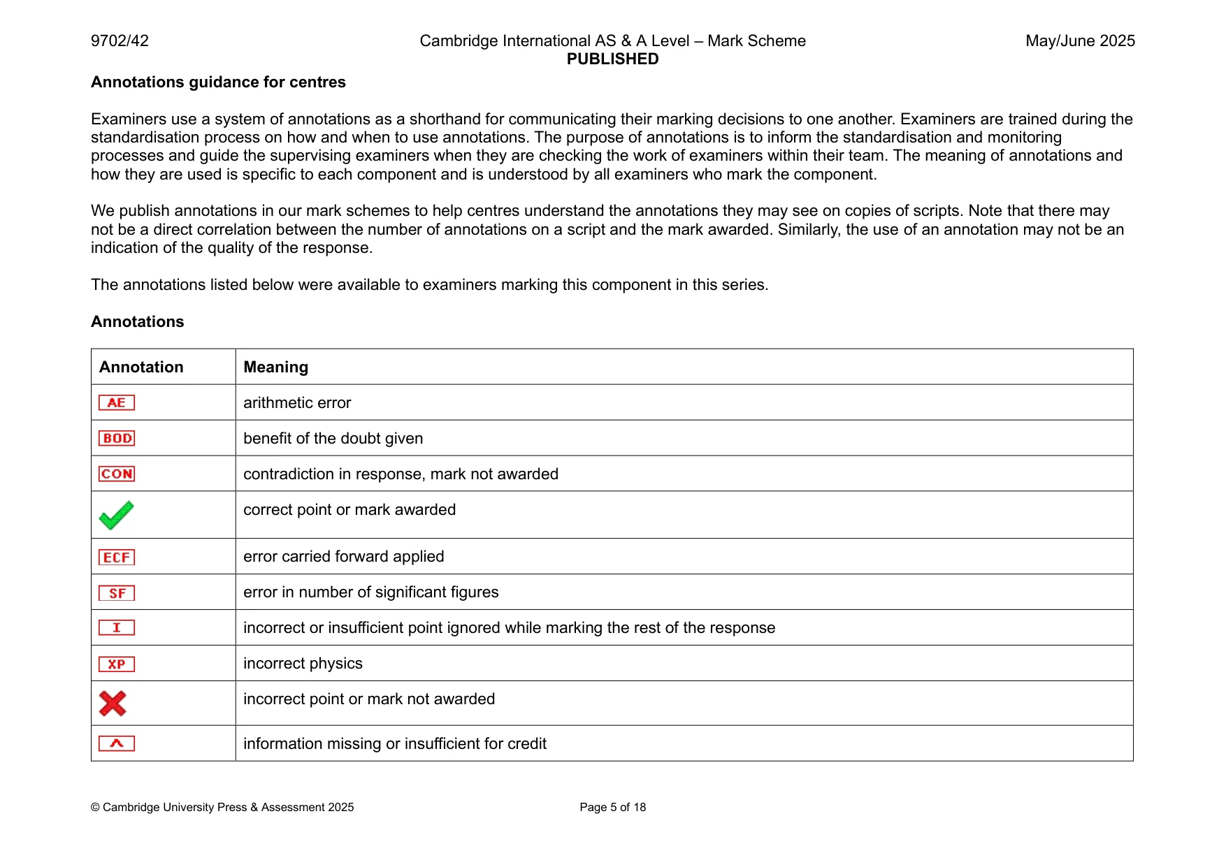 Mark scheme, page 5 of 18
