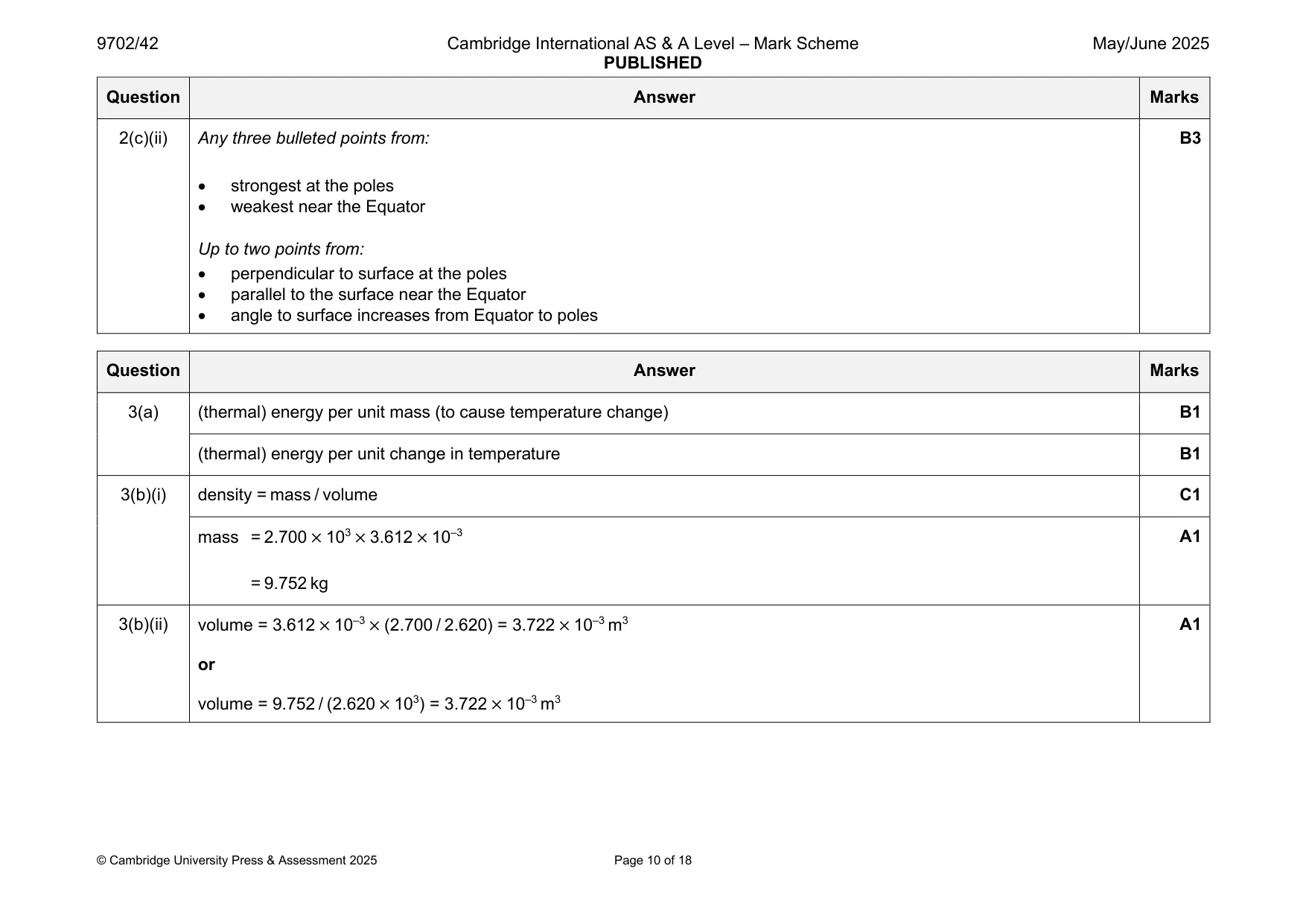 Mark scheme, page 10 of 18