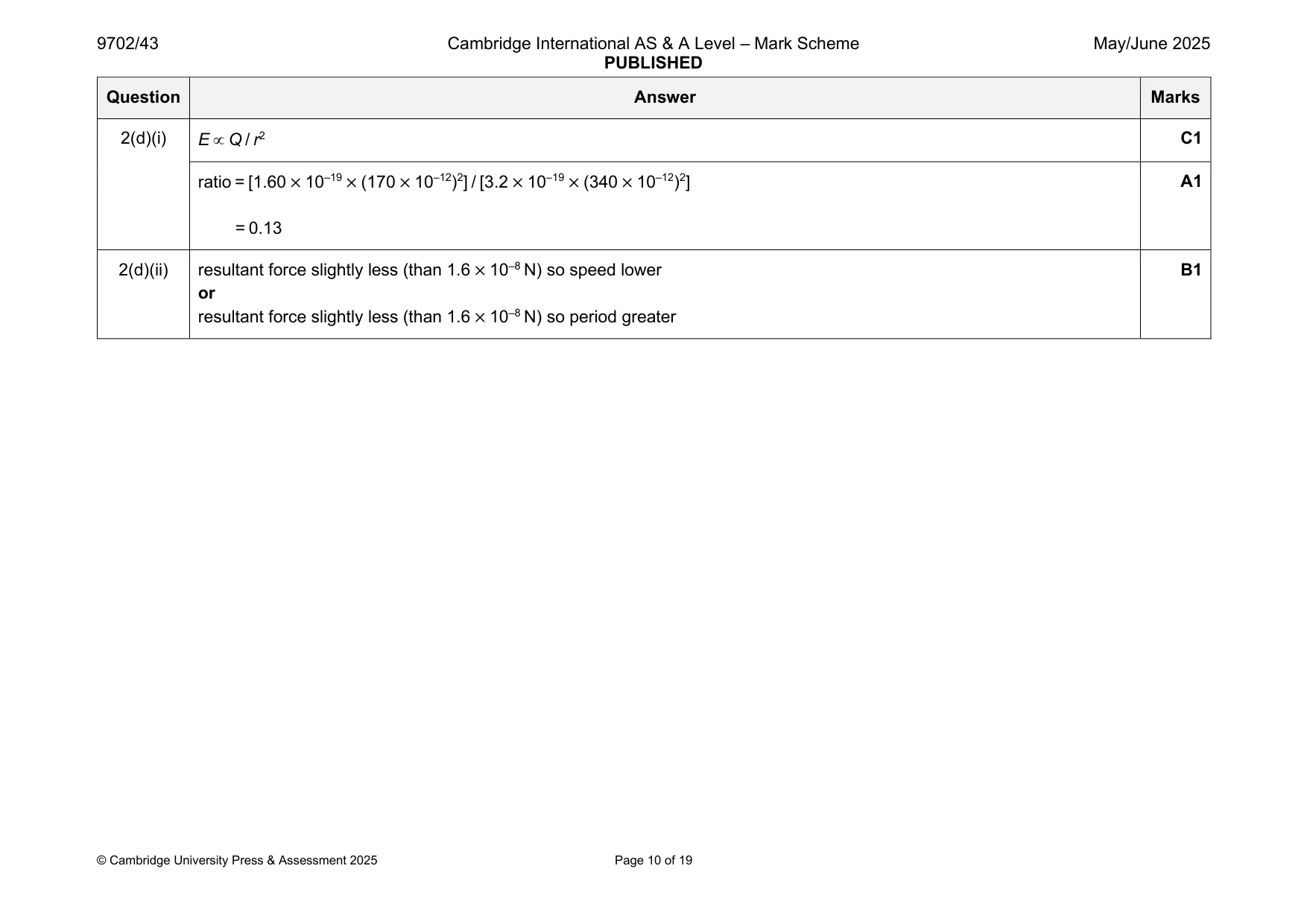 Mark scheme, page 10 of 19