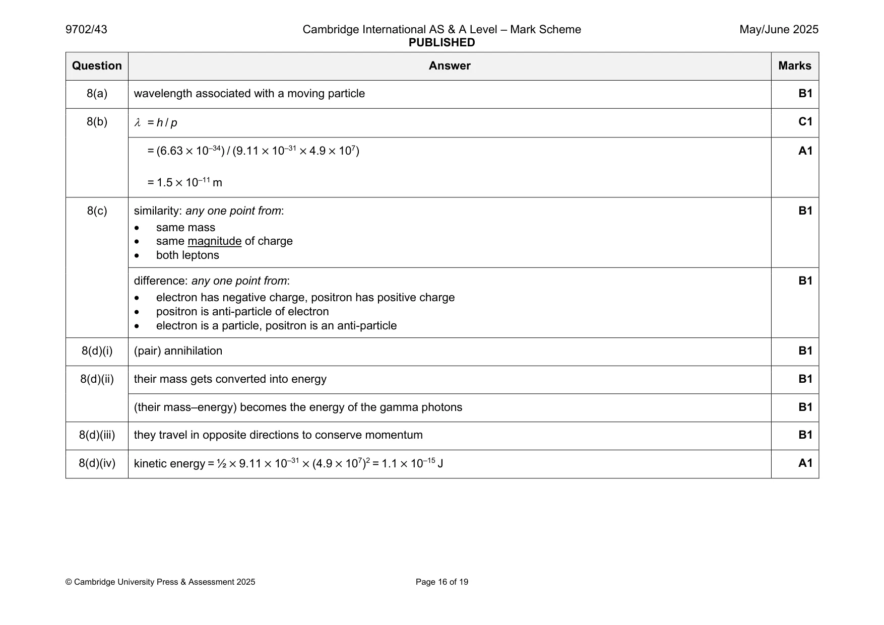 Mark scheme, page 16 of 19