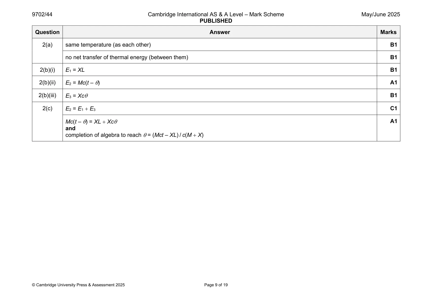 Mark scheme, page 9 of 19