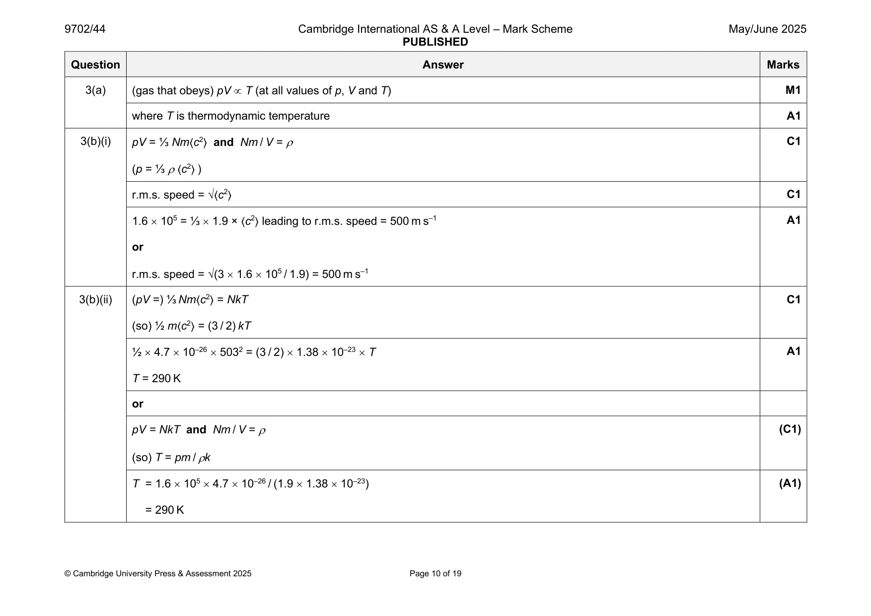 Mark scheme, page 10 of 19