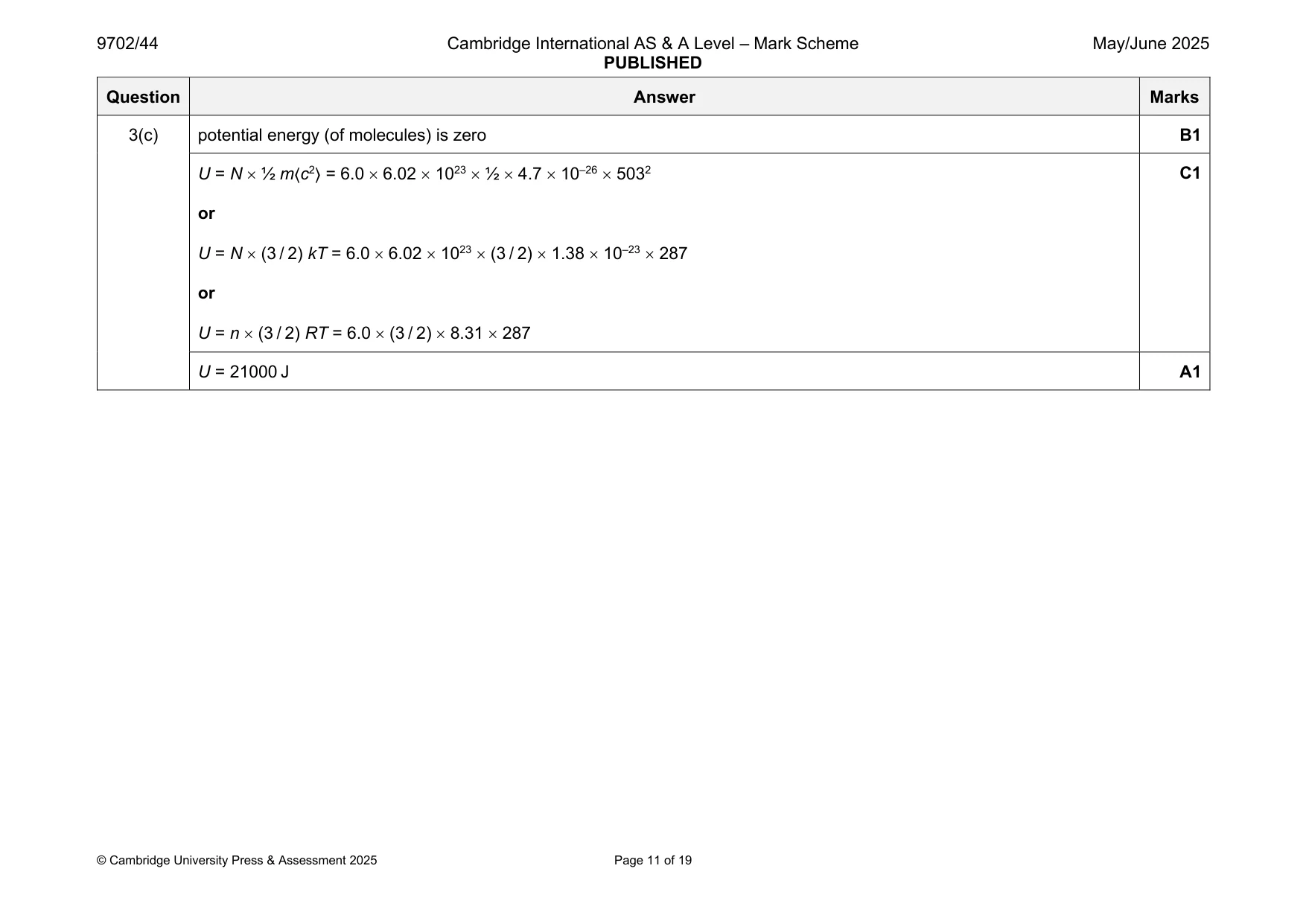 Mark scheme, page 11 of 19