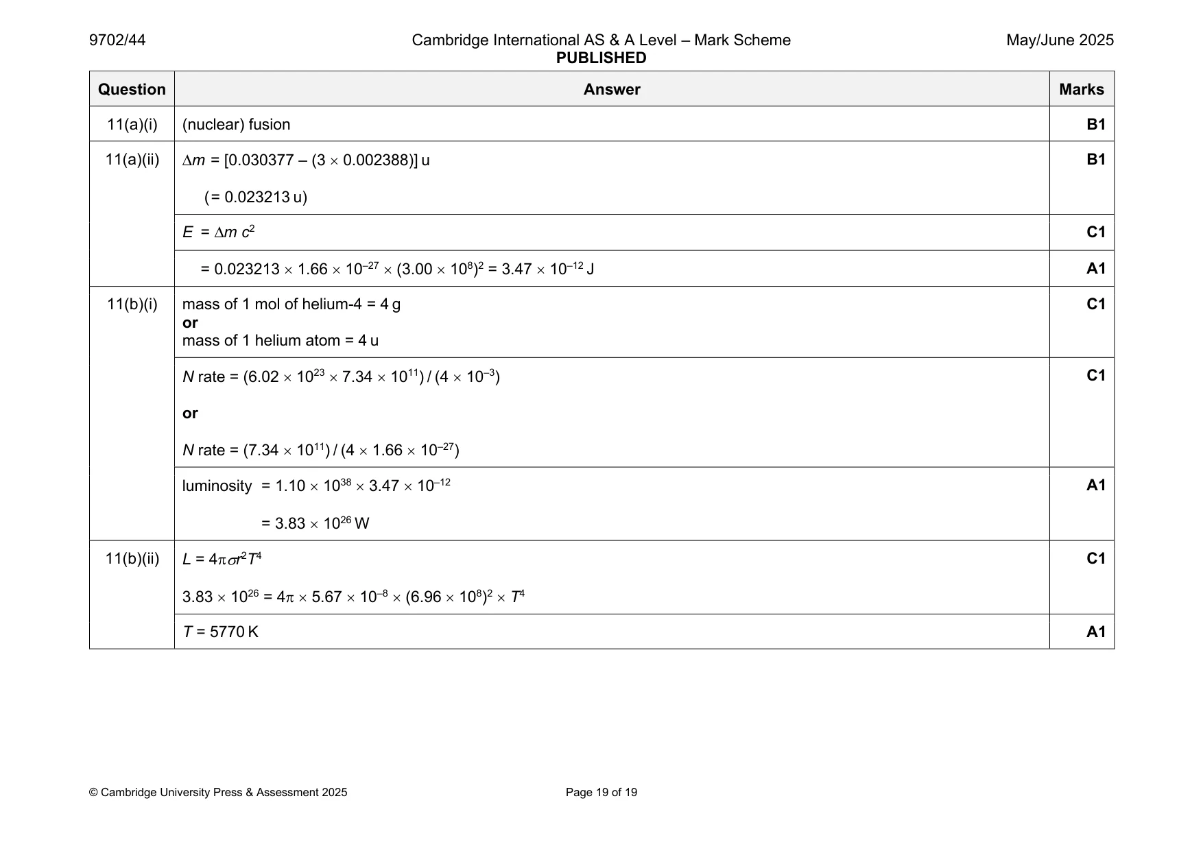 Mark scheme, page 19 of 19