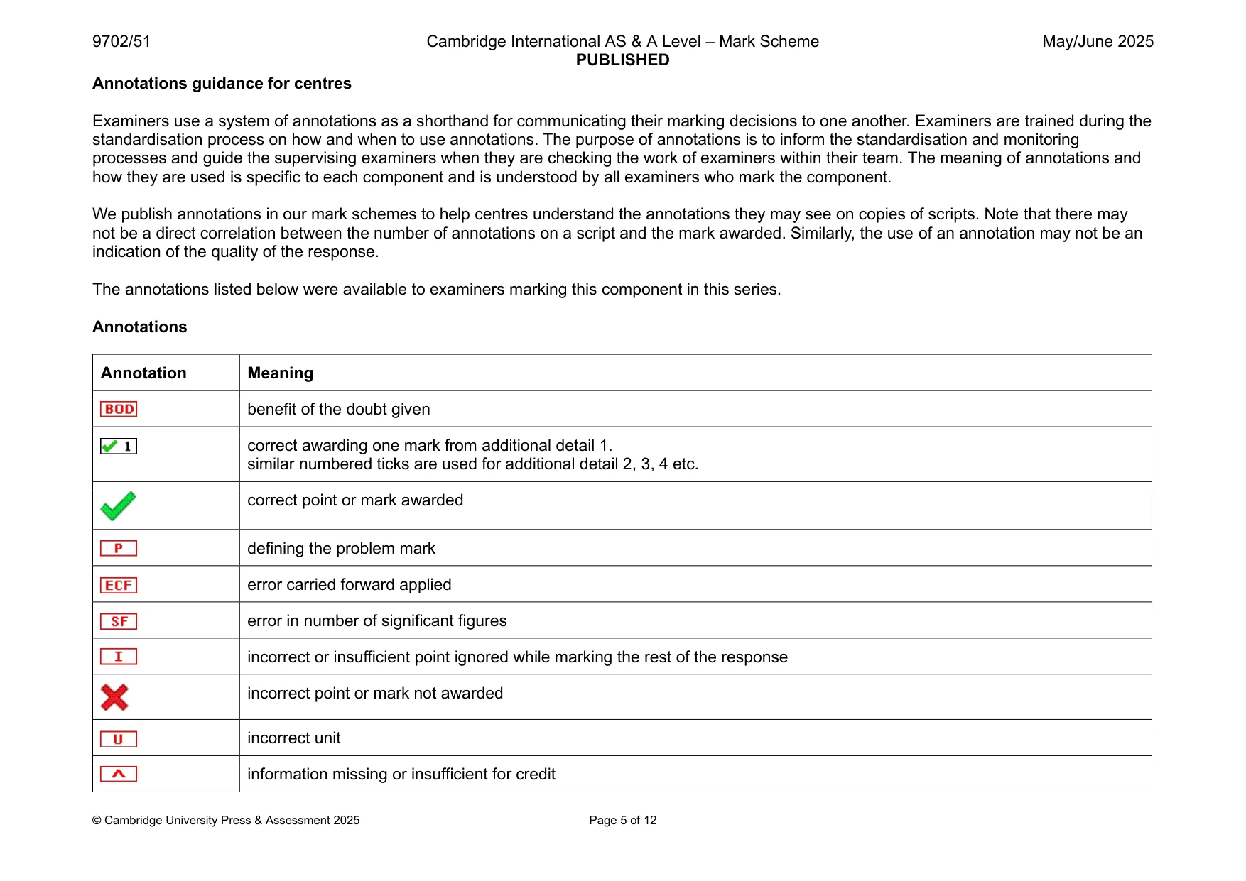 Mark scheme, page 5 of 12
