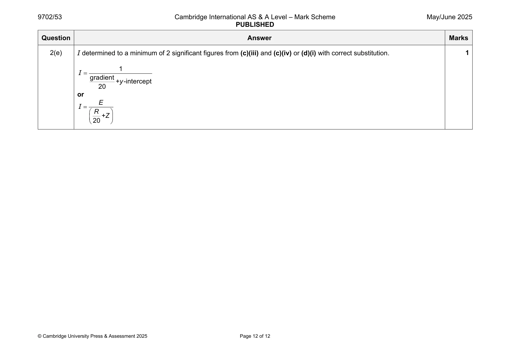 Mark scheme, page 12 of 12