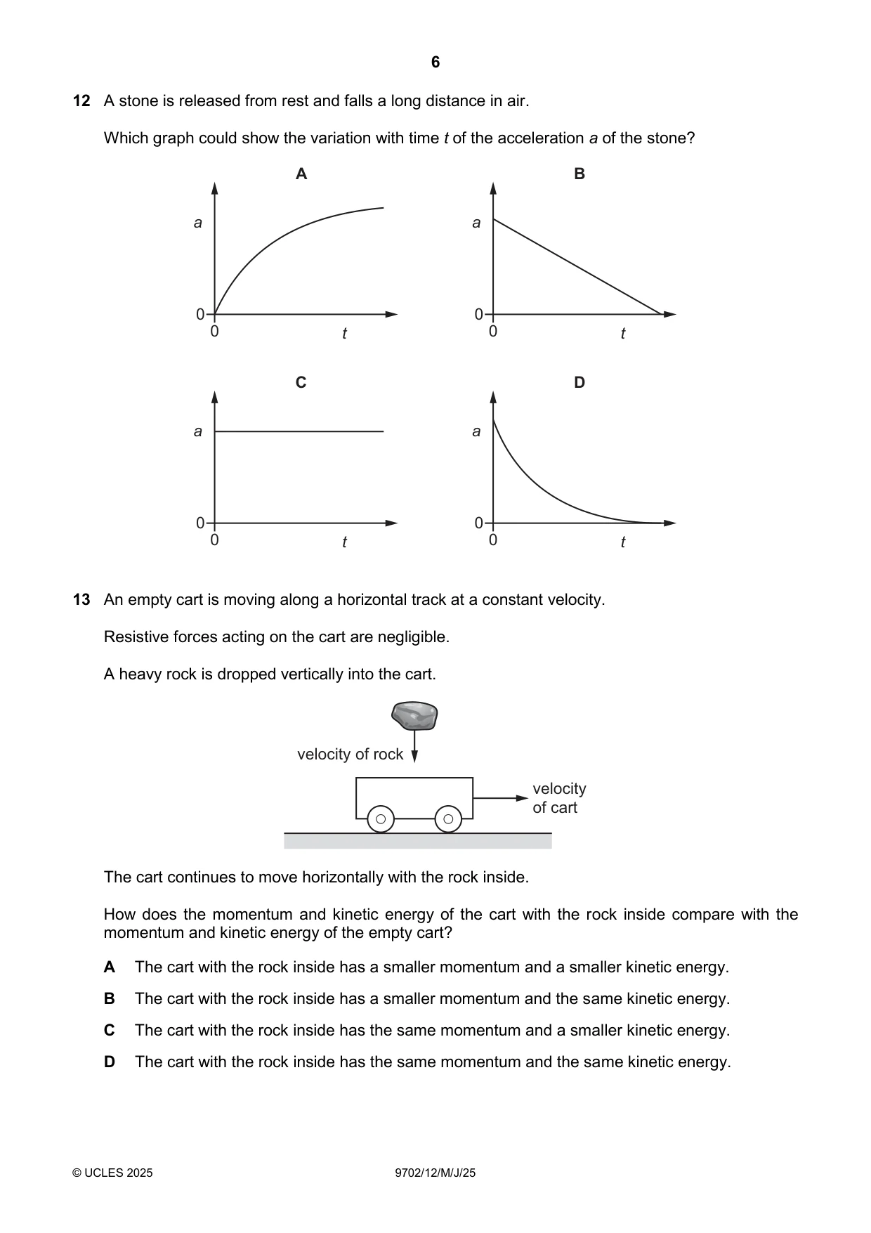 Cambridge A Level Physics 9702 2025 May/June Paper 1 · Variant 2 question paper, page 6 of 16