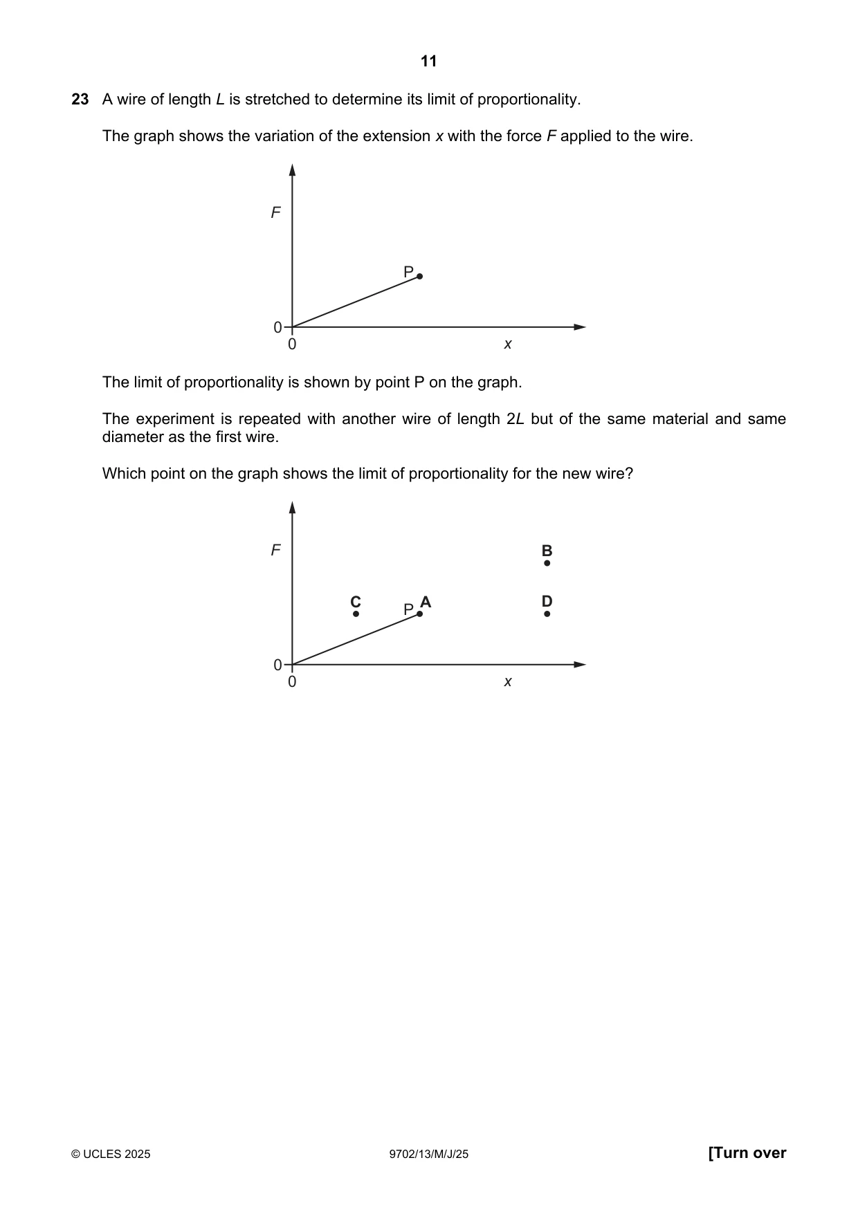 Cambridge A Level Physics 9702 2025 May/June Paper 1 · Variant 3 question paper, page 11 of 20