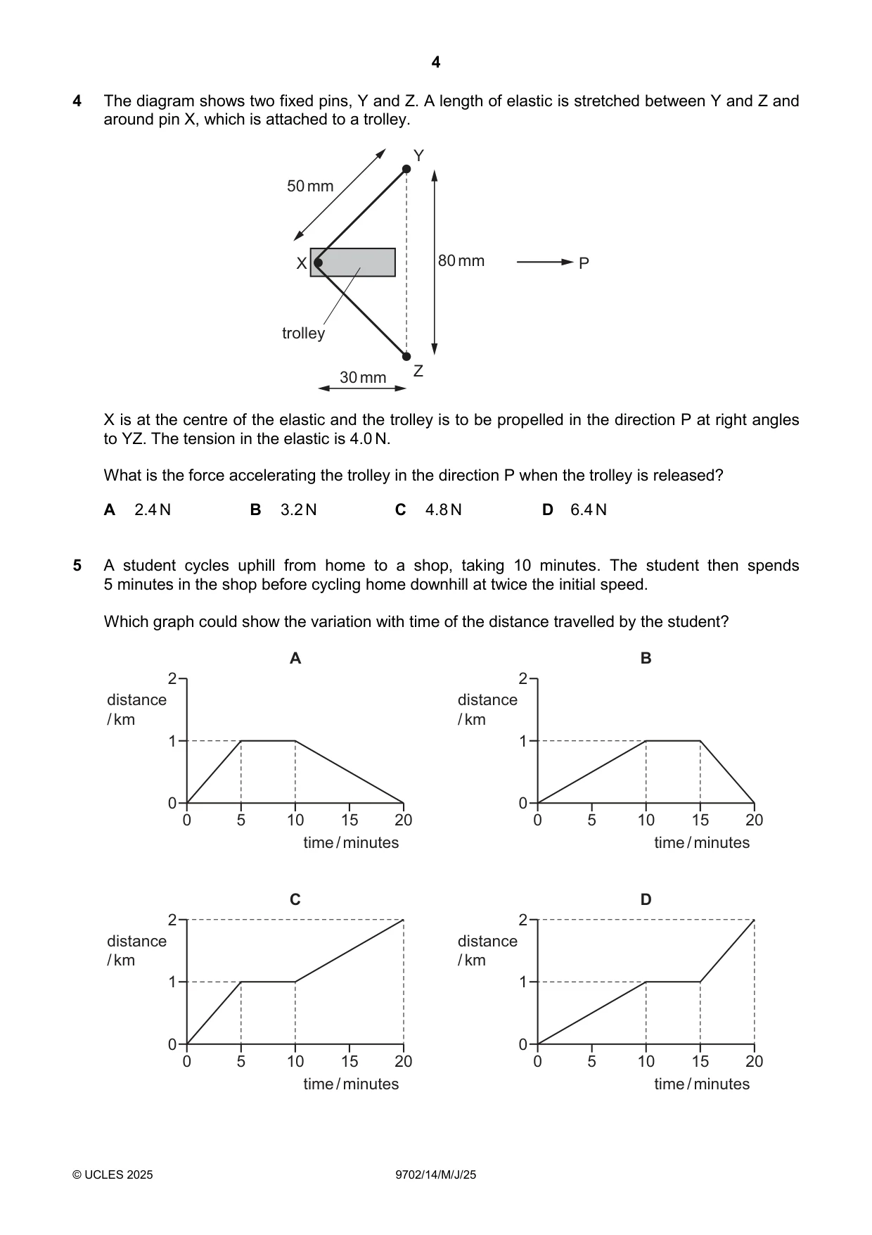 Cambridge A Level Physics 9702 2025 May/June Paper 1 · Variant 4 question paper, page 4 of 20