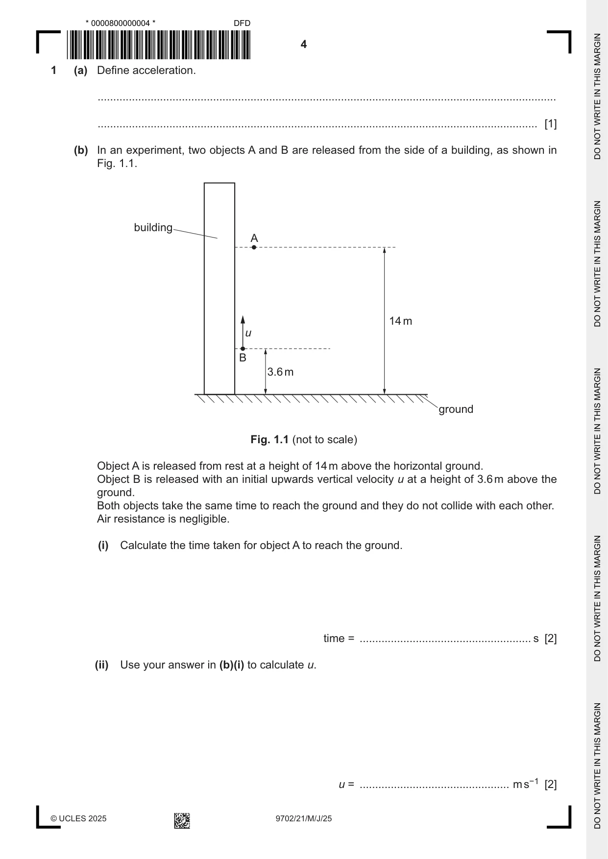 Cambridge A Level Physics 9702 2025 May/June Paper 2 · Variant 1 question paper, page 4 of 16