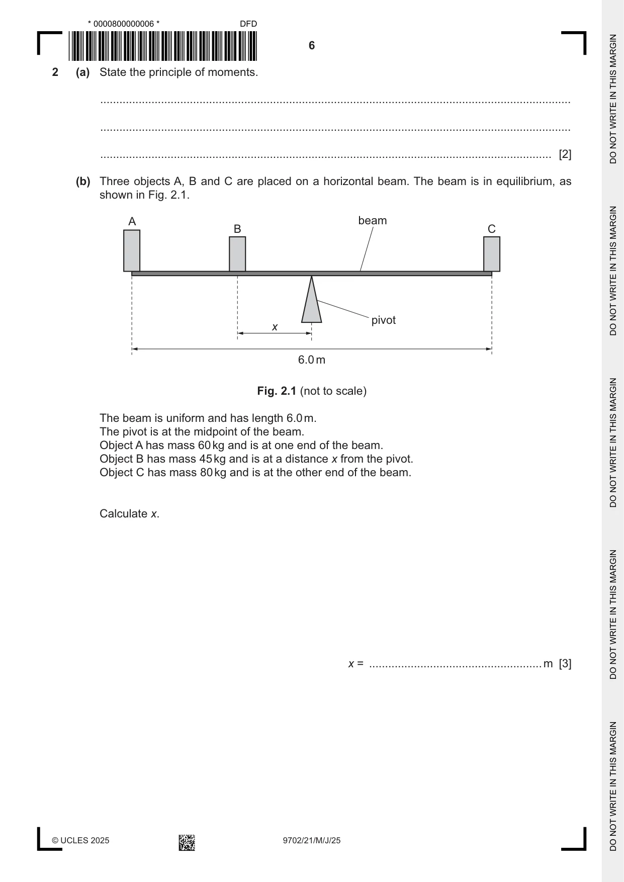 Cambridge A Level Physics 9702 2025 May/June Paper 2 · Variant 1 question paper, page 6 of 16