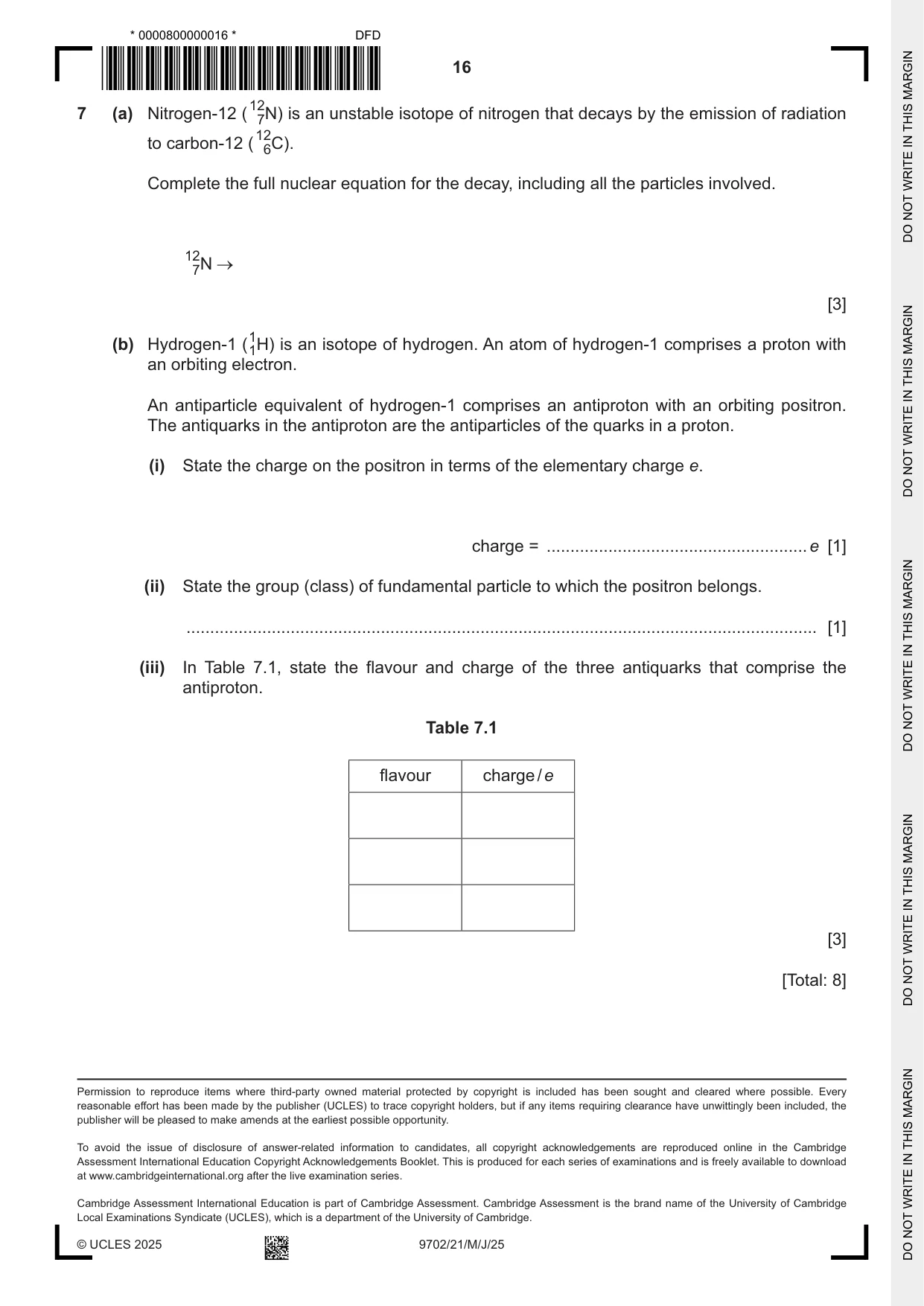 Cambridge A Level Physics 9702 2025 May/June Paper 2 · Variant 1 question paper, page 16 of 16