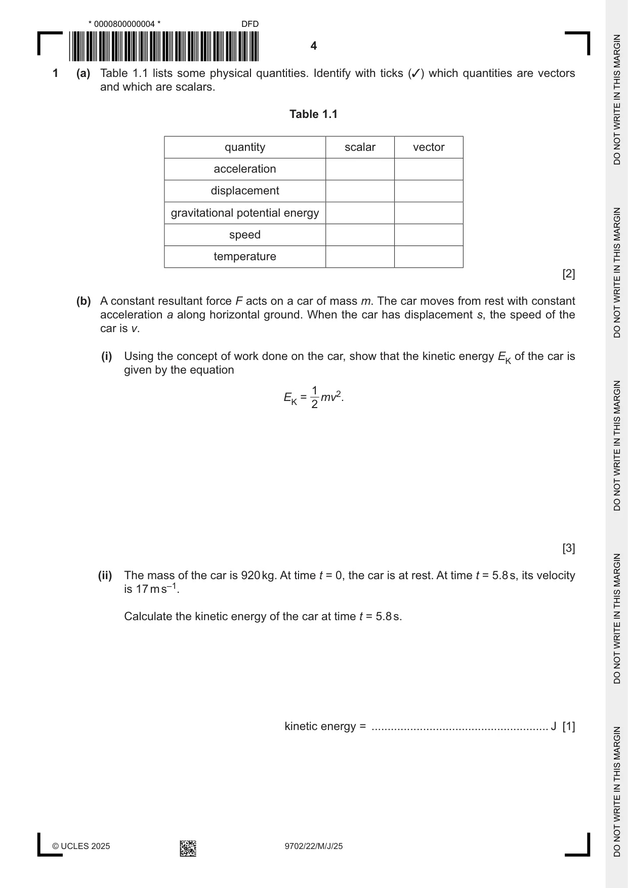 Cambridge A Level Physics 9702 2025 May/June Paper 2 · Variant 2 question paper, page 4 of 20