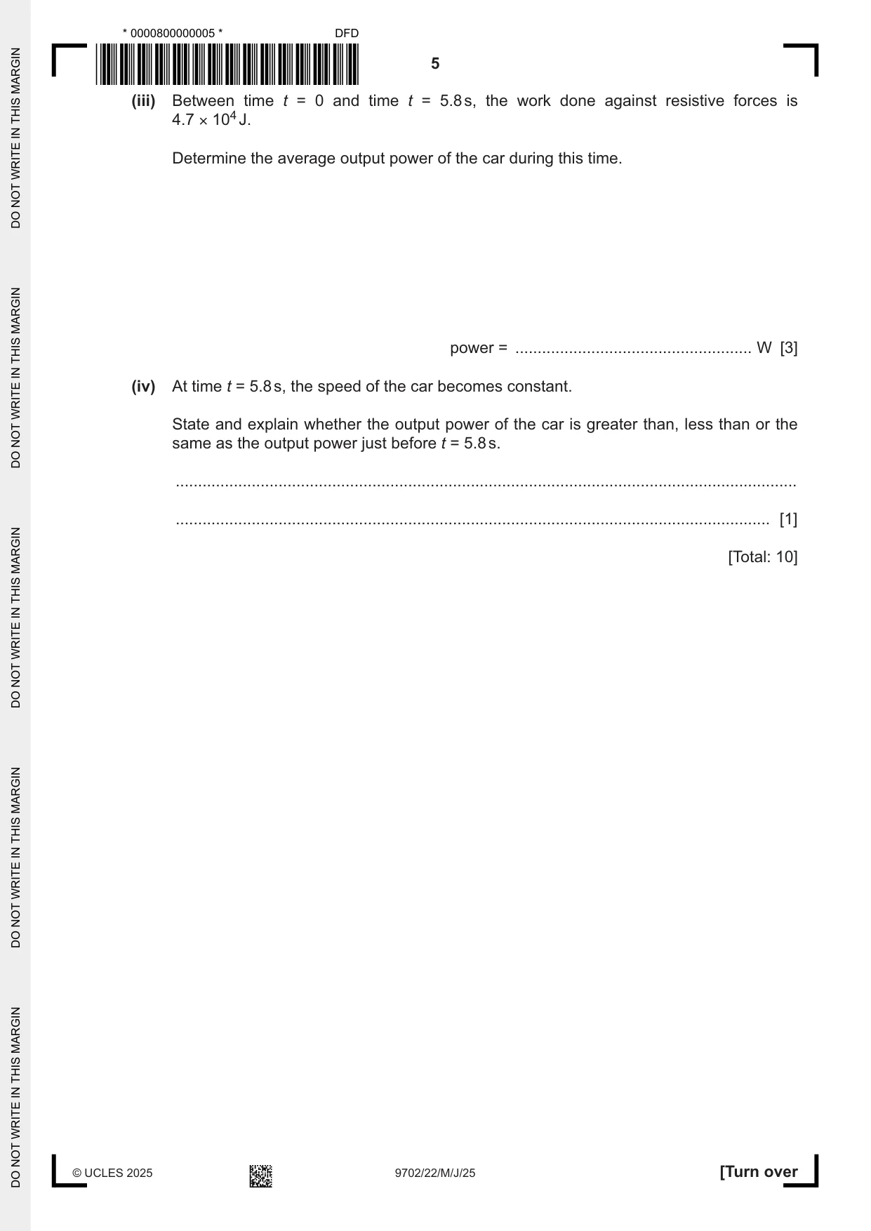 Cambridge A Level Physics 9702 2025 May/June Paper 2 · Variant 2 question paper, page 5 of 20