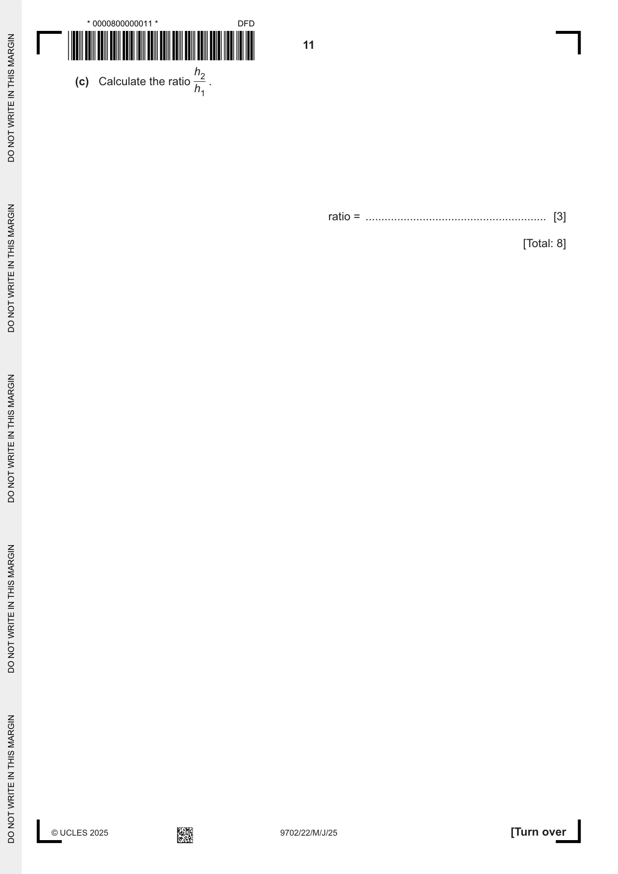 Cambridge A Level Physics 9702 2025 May/June Paper 2 · Variant 2 question paper, page 11 of 20