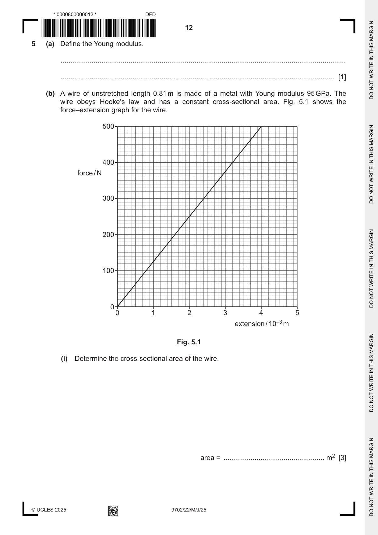 Cambridge A Level Physics 9702 2025 May/June Paper 2 · Variant 2 question paper, page 12 of 20