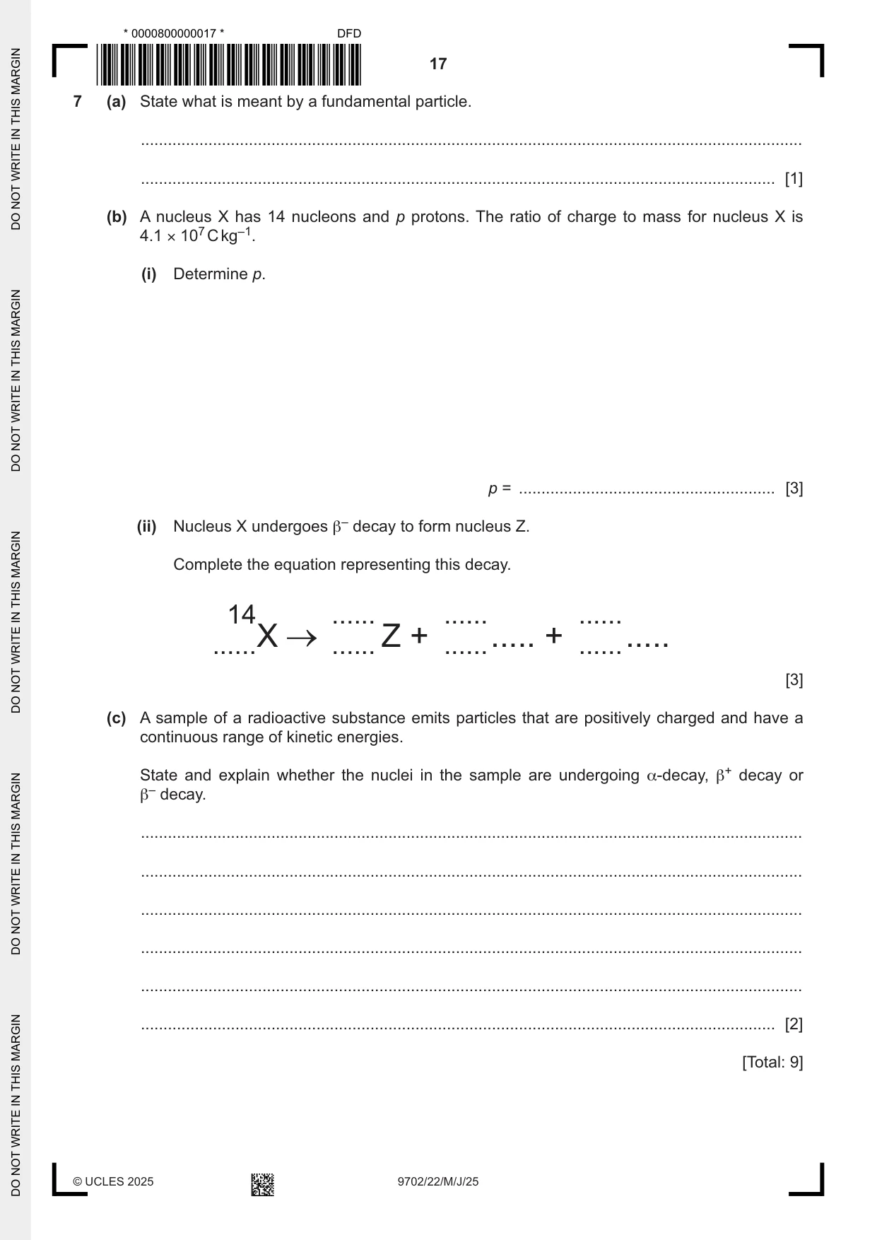 Cambridge A Level Physics 9702 2025 May/June Paper 2 · Variant 2 question paper, page 17 of 20