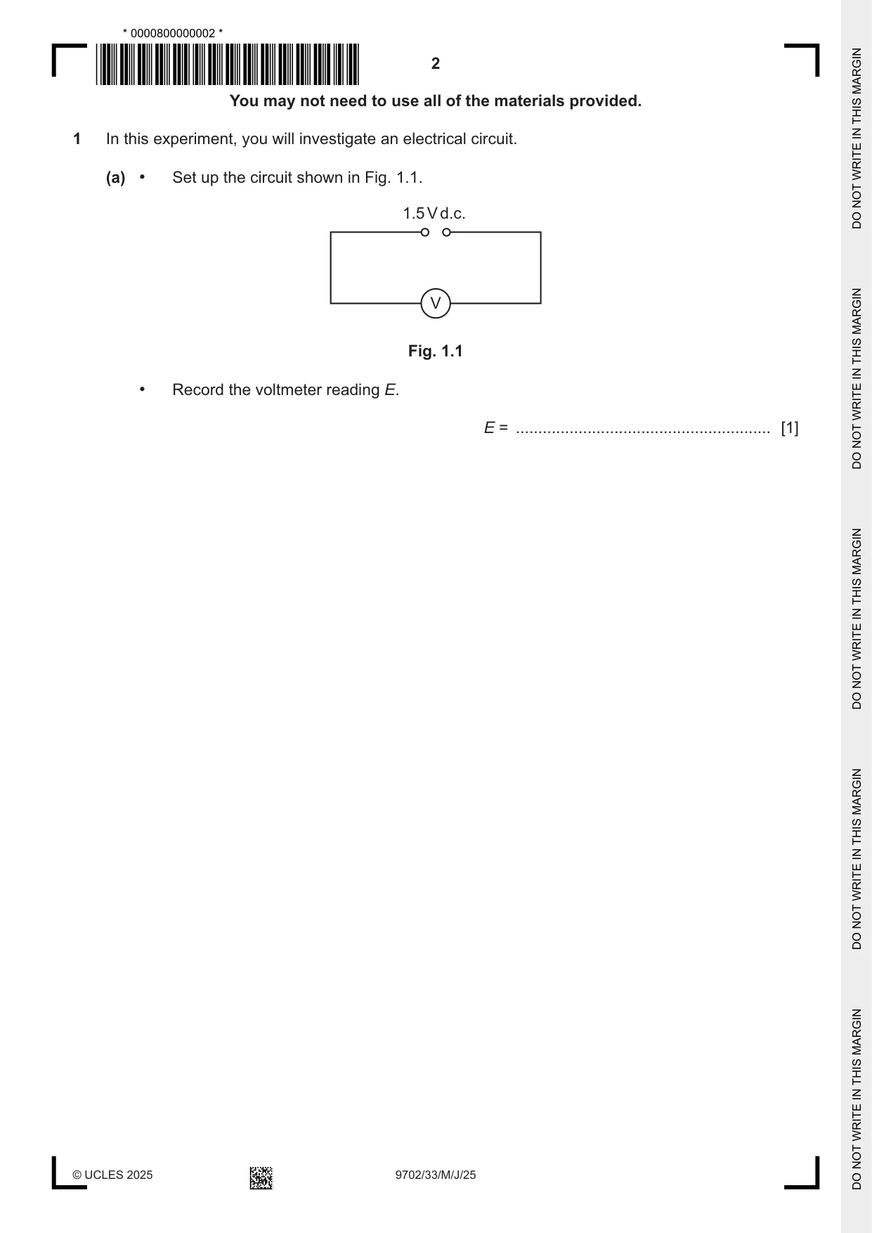 Cambridge A Level Physics 9702 2025 May/June Paper 3 · Variant 3 question paper, page 2 of 12