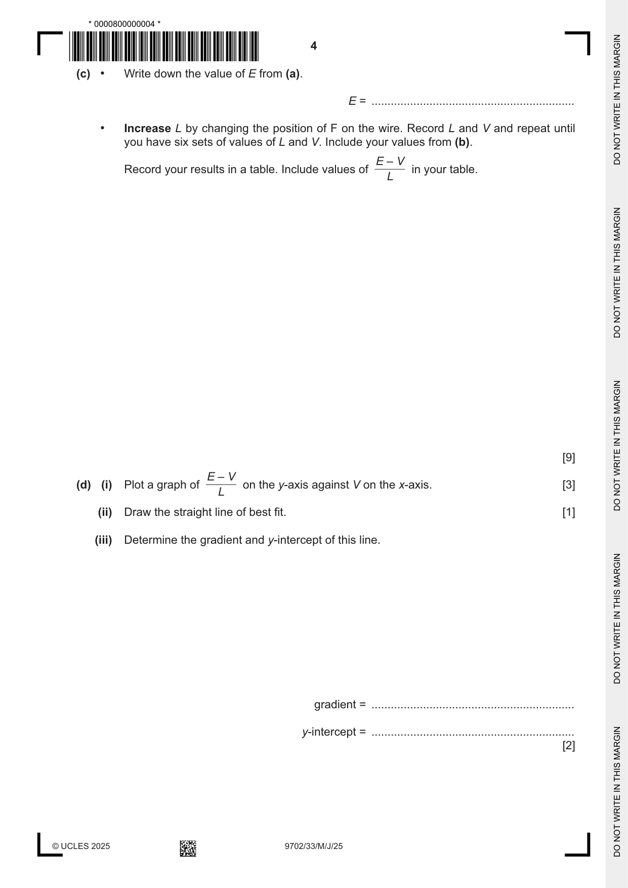 Cambridge A Level Physics 9702 2025 May/June Paper 3 · Variant 3 question paper, page 4 of 12