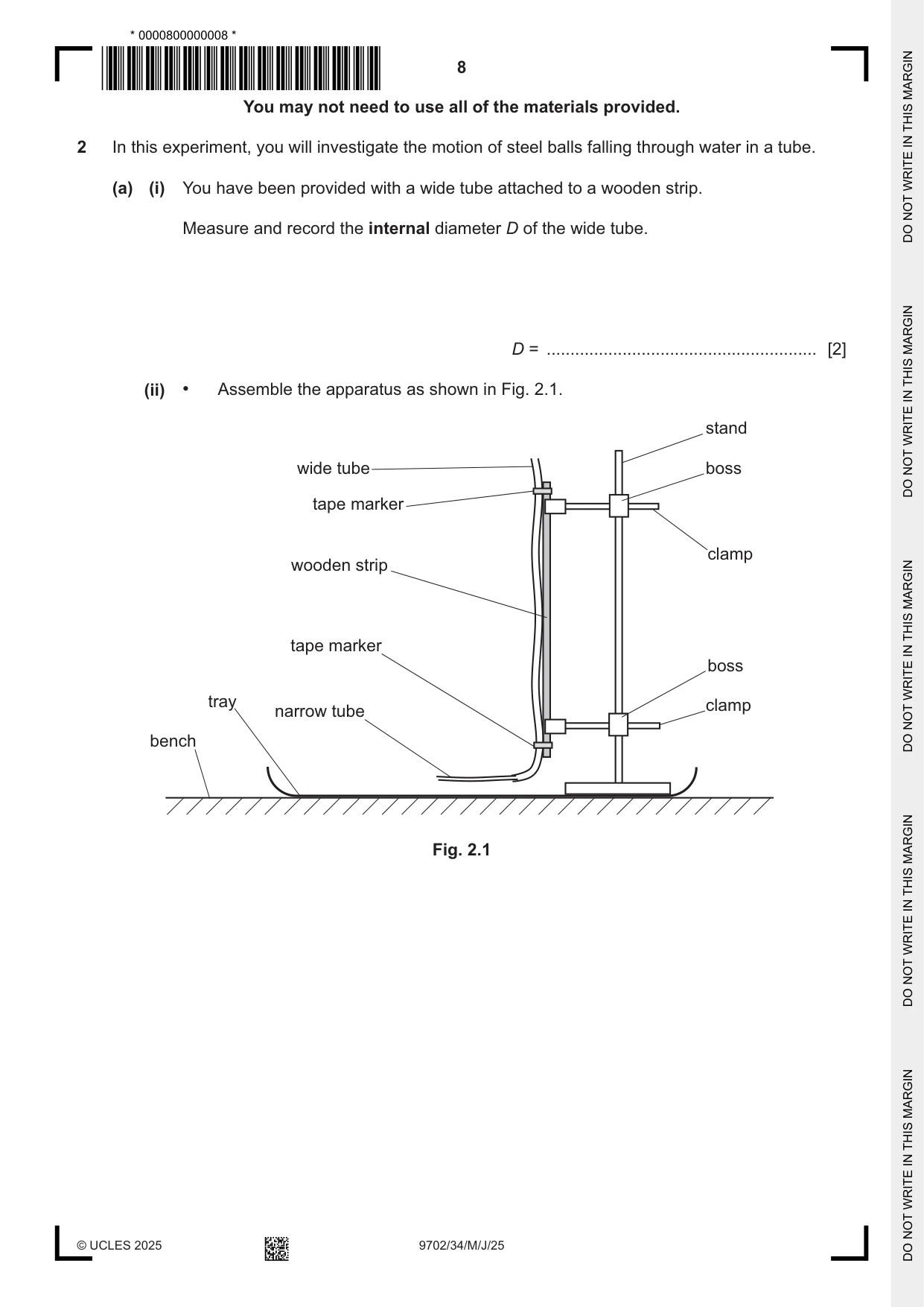 Cambridge A Level Physics 9702 2025 May/June Paper 3 · Variant 4 question paper, page 8 of 12
