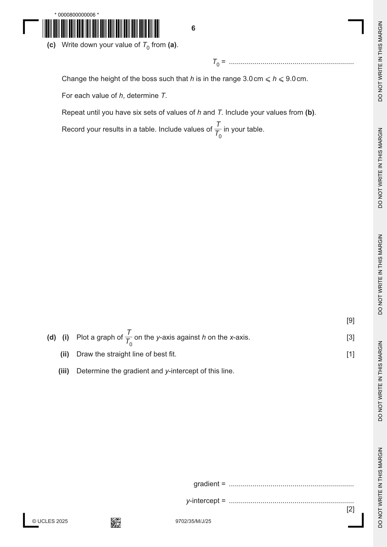 Cambridge A Level Physics 9702 2025 May/June Paper 3 · Variant 5 question paper, page 6 of 16