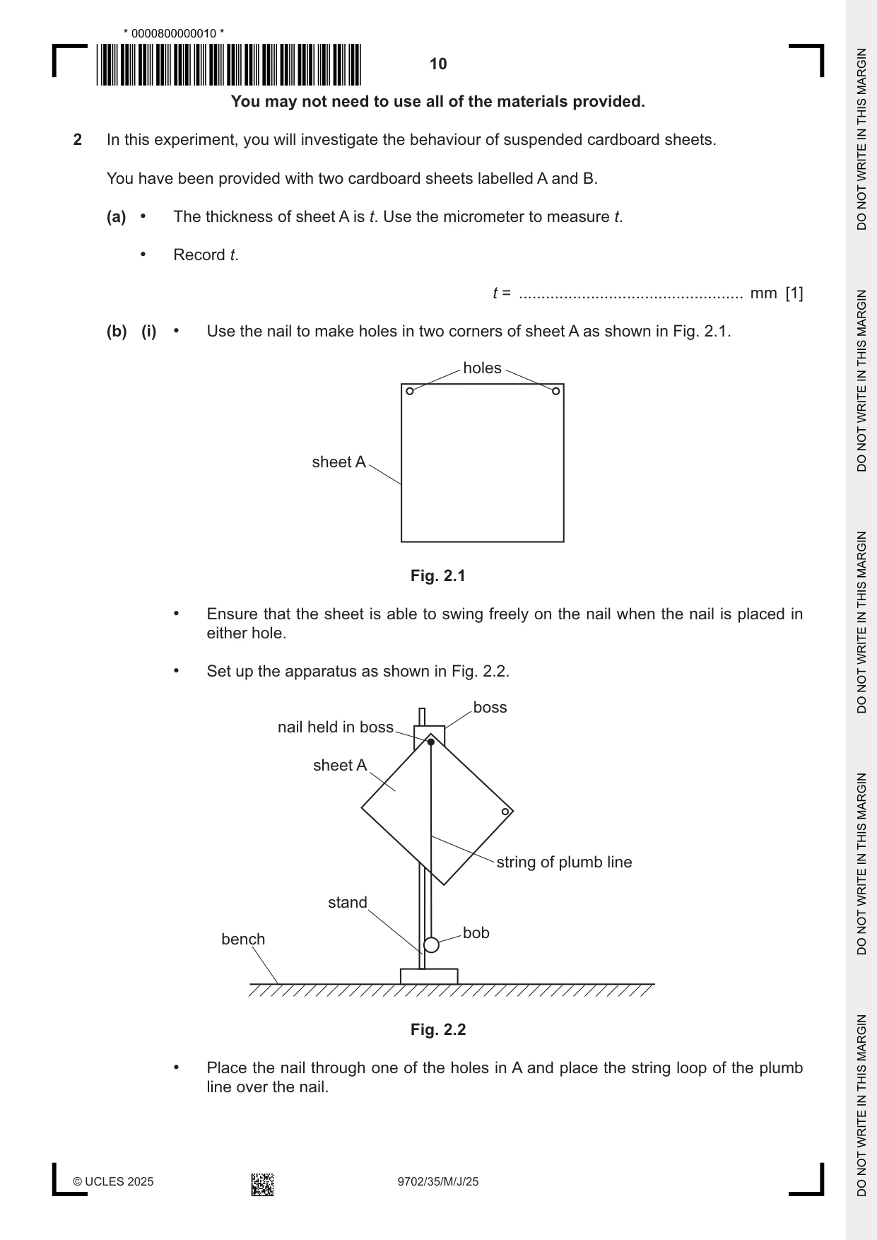 Cambridge A Level Physics 9702 2025 May/June Paper 3 · Variant 5 question paper, page 10 of 16