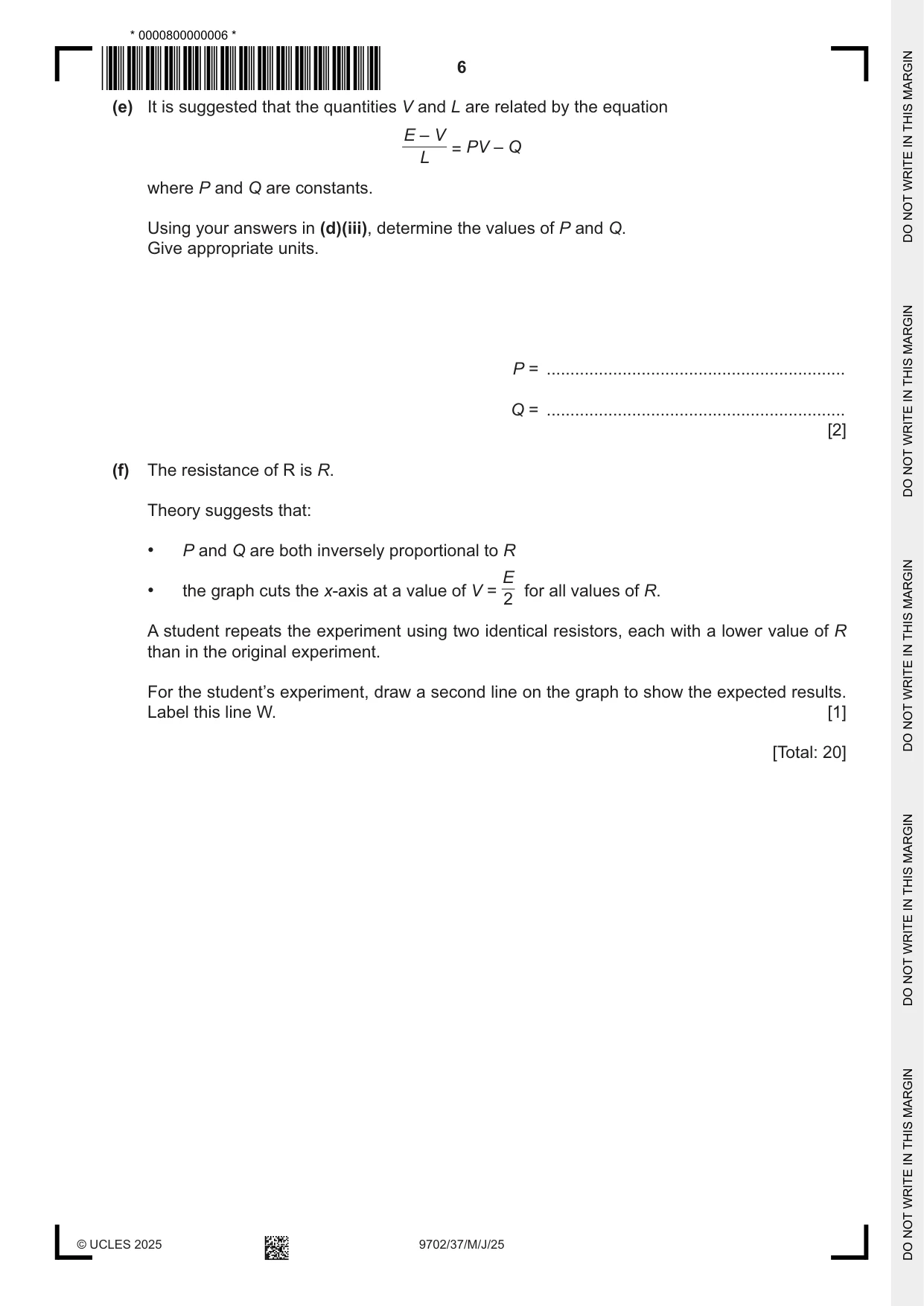 Cambridge A Level Physics 9702 2025 May/June Paper 3 · Variant 7 question paper, page 6 of 12