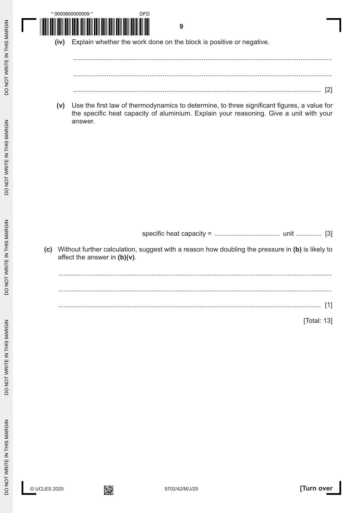 Cambridge A Level Physics 9702 2025 May/June Paper 4 · Variant 2 question paper, page 9 of 24