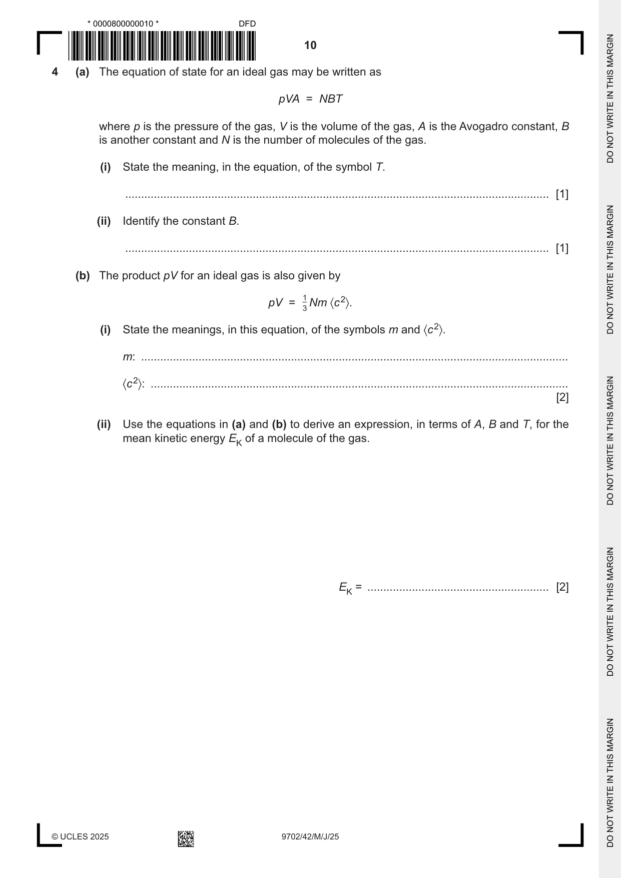 Cambridge A Level Physics 9702 2025 May/June Paper 4 · Variant 2 question paper, page 10 of 24