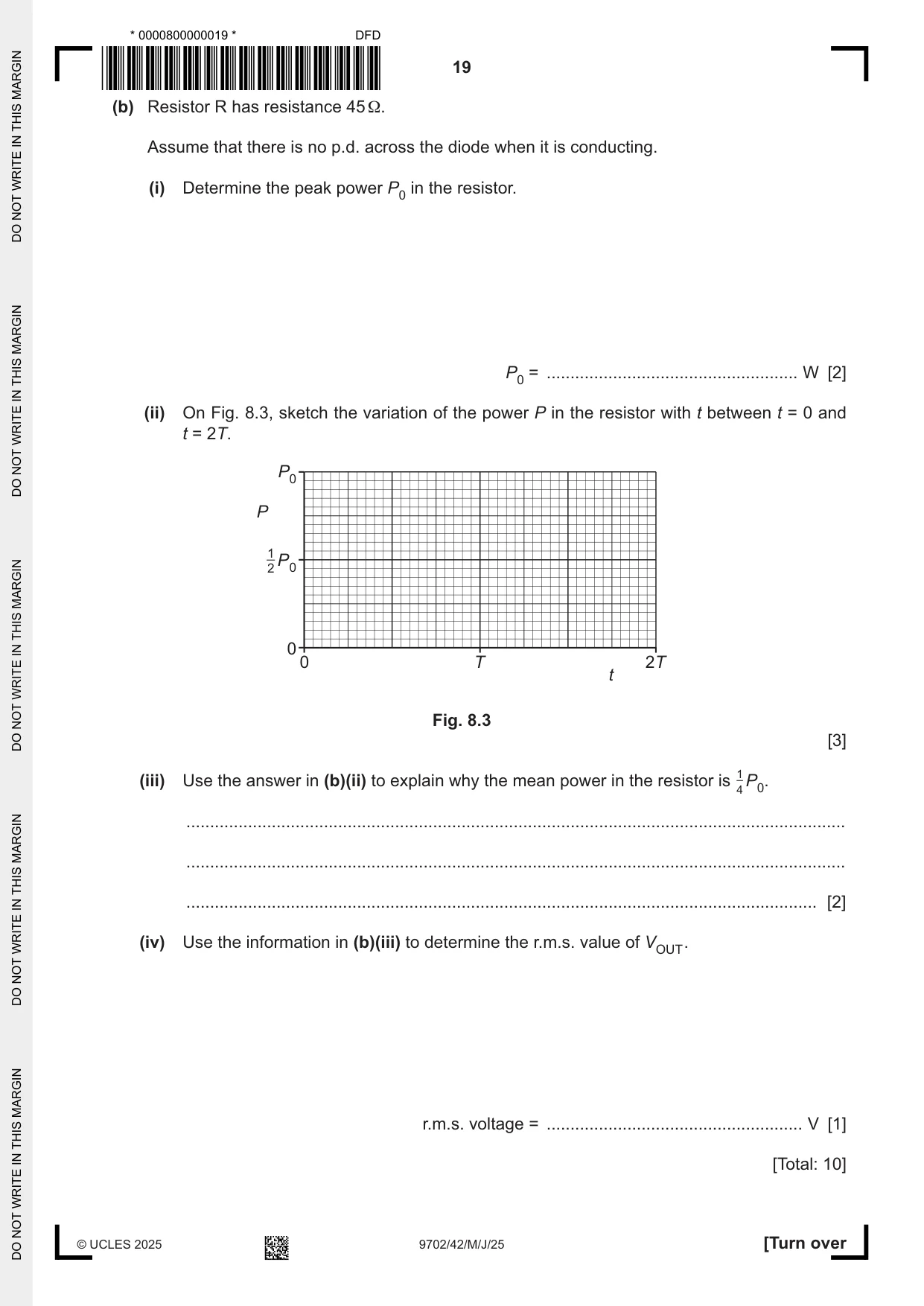 Cambridge A Level Physics 9702 2025 May/June Paper 4 · Variant 2 question paper, page 19 of 24
