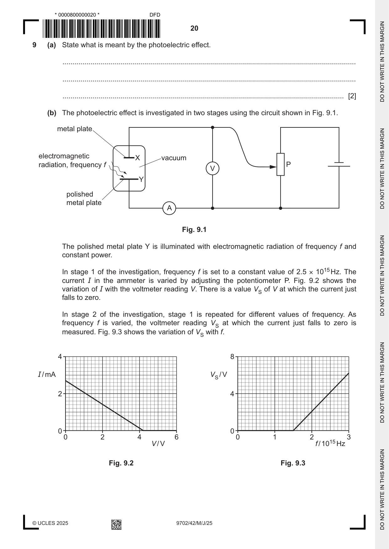 Cambridge A Level Physics 9702 2025 May/June Paper 4 · Variant 2 question paper, page 20 of 24