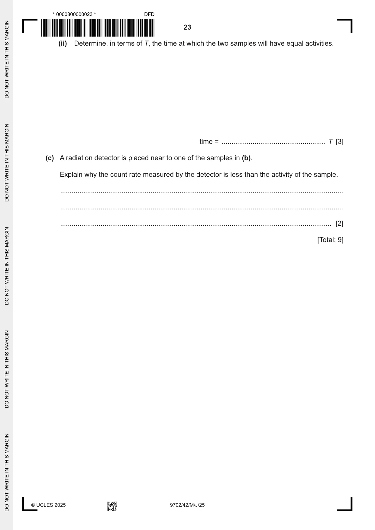 Cambridge A Level Physics 9702 2025 May/June Paper 4 · Variant 2 question paper, page 23 of 24