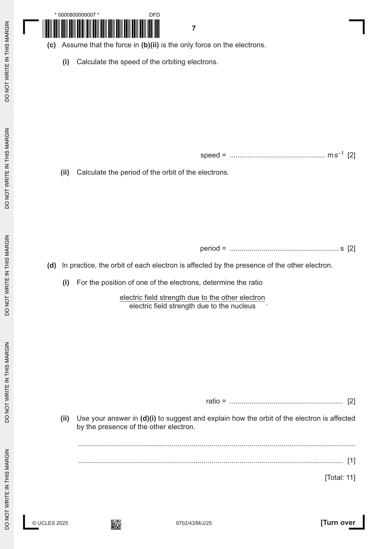 Cambridge A Level Physics 9702 2025 May/June Paper 4 · Variant 3 question paper, page 7 of 24