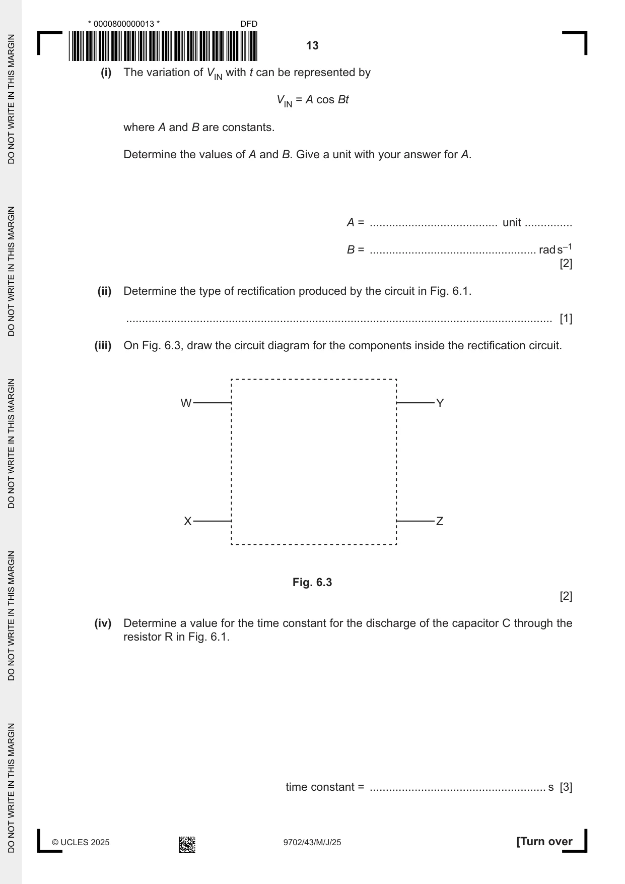 Cambridge A Level Physics 9702 2025 May/June Paper 4 · Variant 3 question paper, page 13 of 24