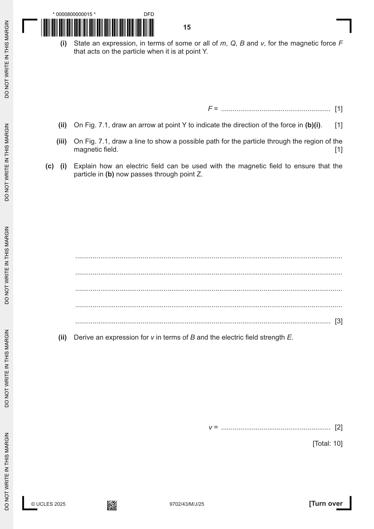Cambridge A Level Physics 9702 2025 May/June Paper 4 · Variant 3 question paper, page 15 of 24