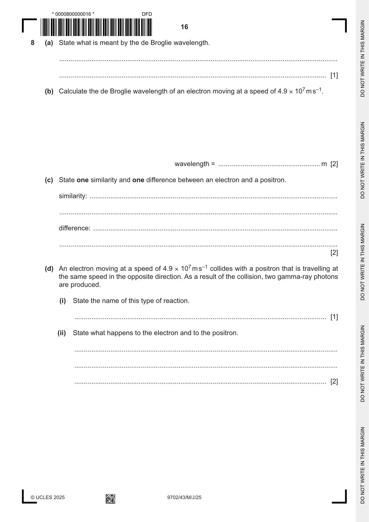Cambridge A Level Physics 9702 2025 May/June Paper 4 · Variant 3 question paper, page 16 of 24