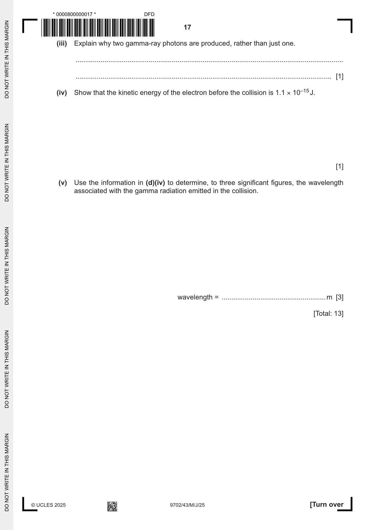 Cambridge A Level Physics 9702 2025 May/June Paper 4 · Variant 3 question paper, page 17 of 24