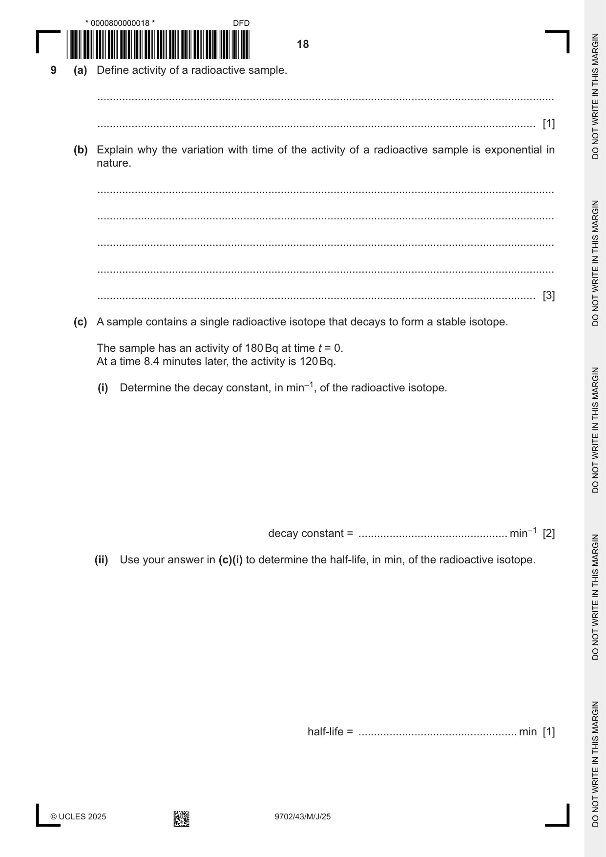 Cambridge A Level Physics 9702 2025 May/June Paper 4 · Variant 3 question paper, page 18 of 24