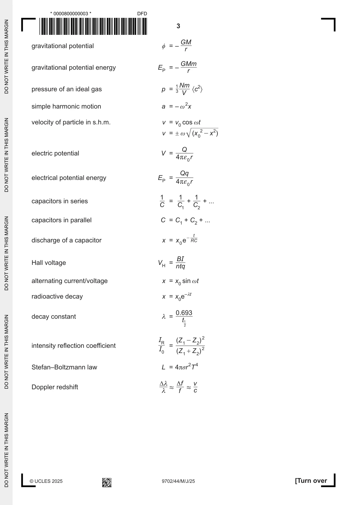 Cambridge A Level Physics 9702 2025 May/June Paper 4 · Variant 4 question paper, page 3 of 24