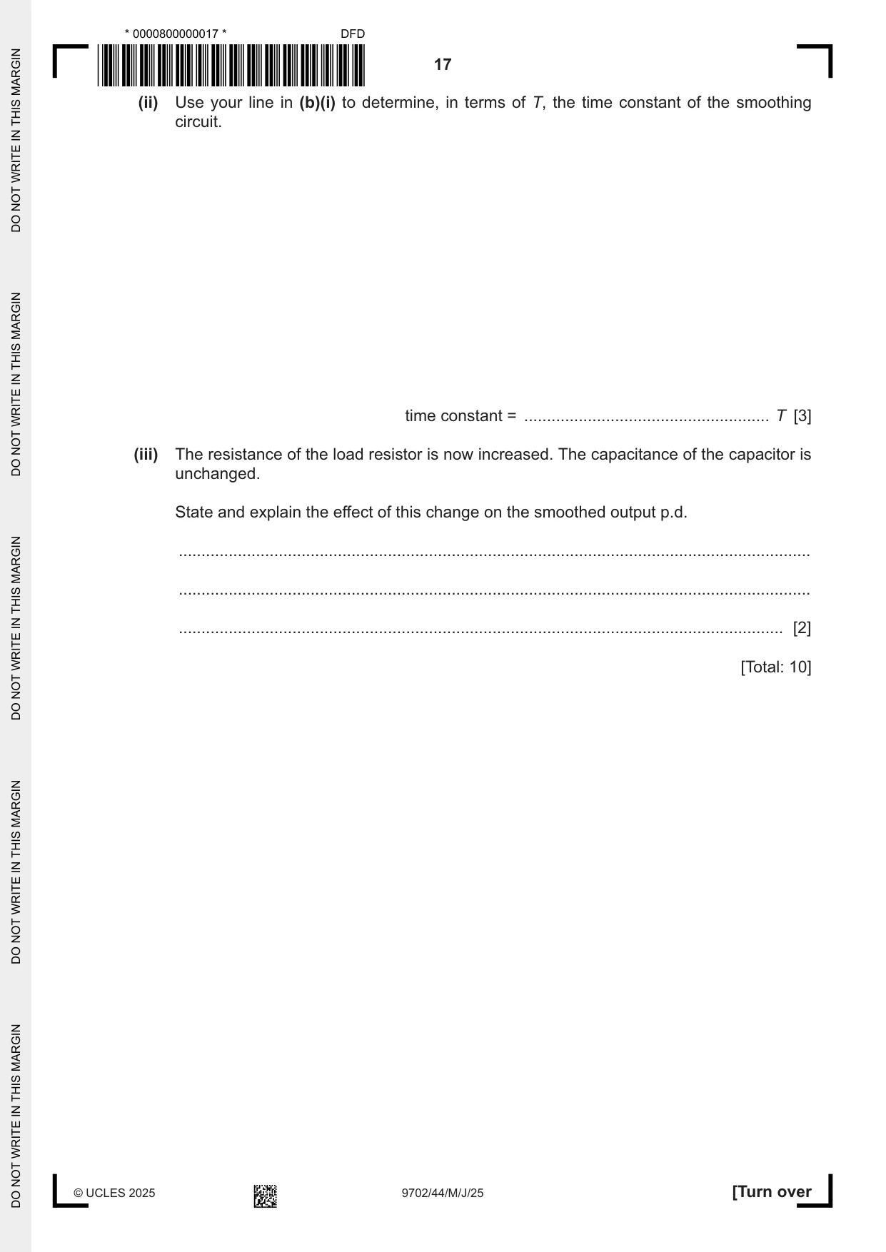 Cambridge A Level Physics 9702 2025 May/June Paper 4 · Variant 4 question paper, page 17 of 24