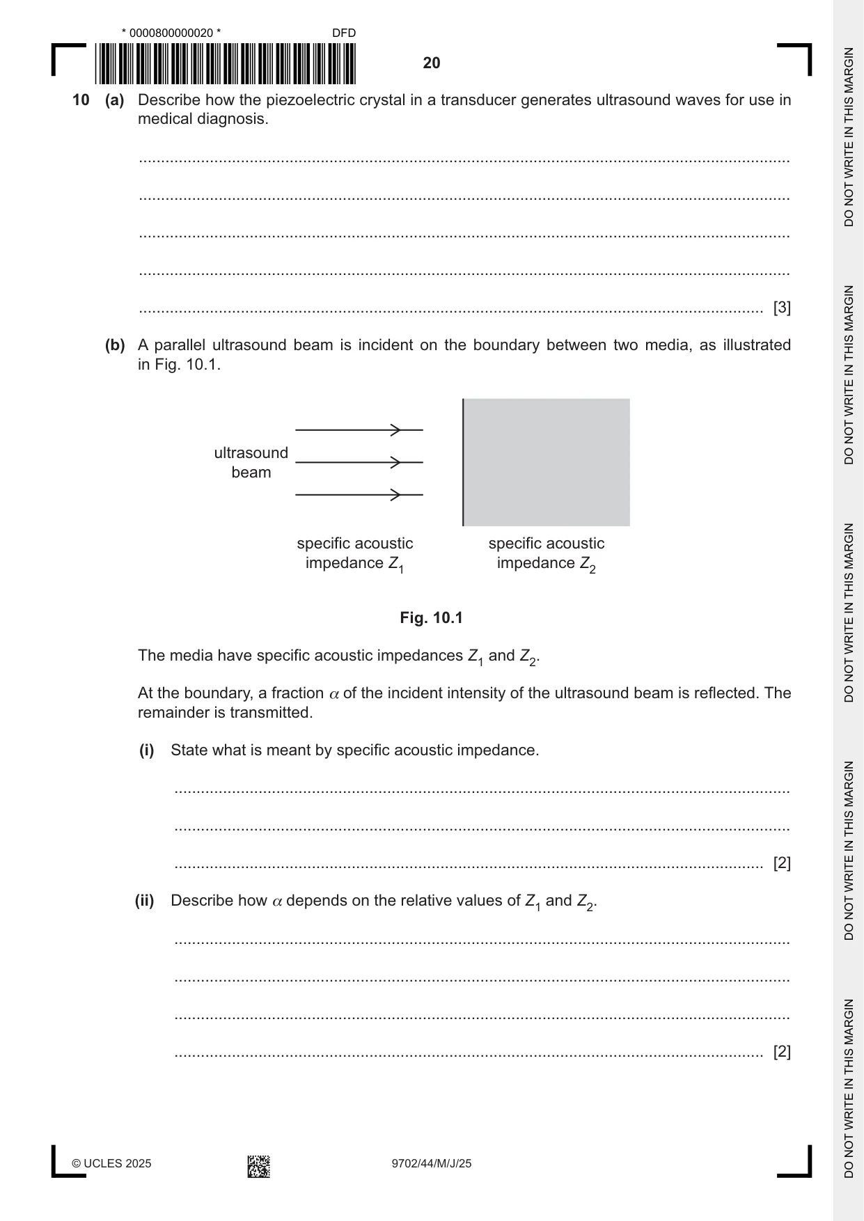 Cambridge A Level Physics 9702 2025 May/June Paper 4 · Variant 4 question paper, page 20 of 24