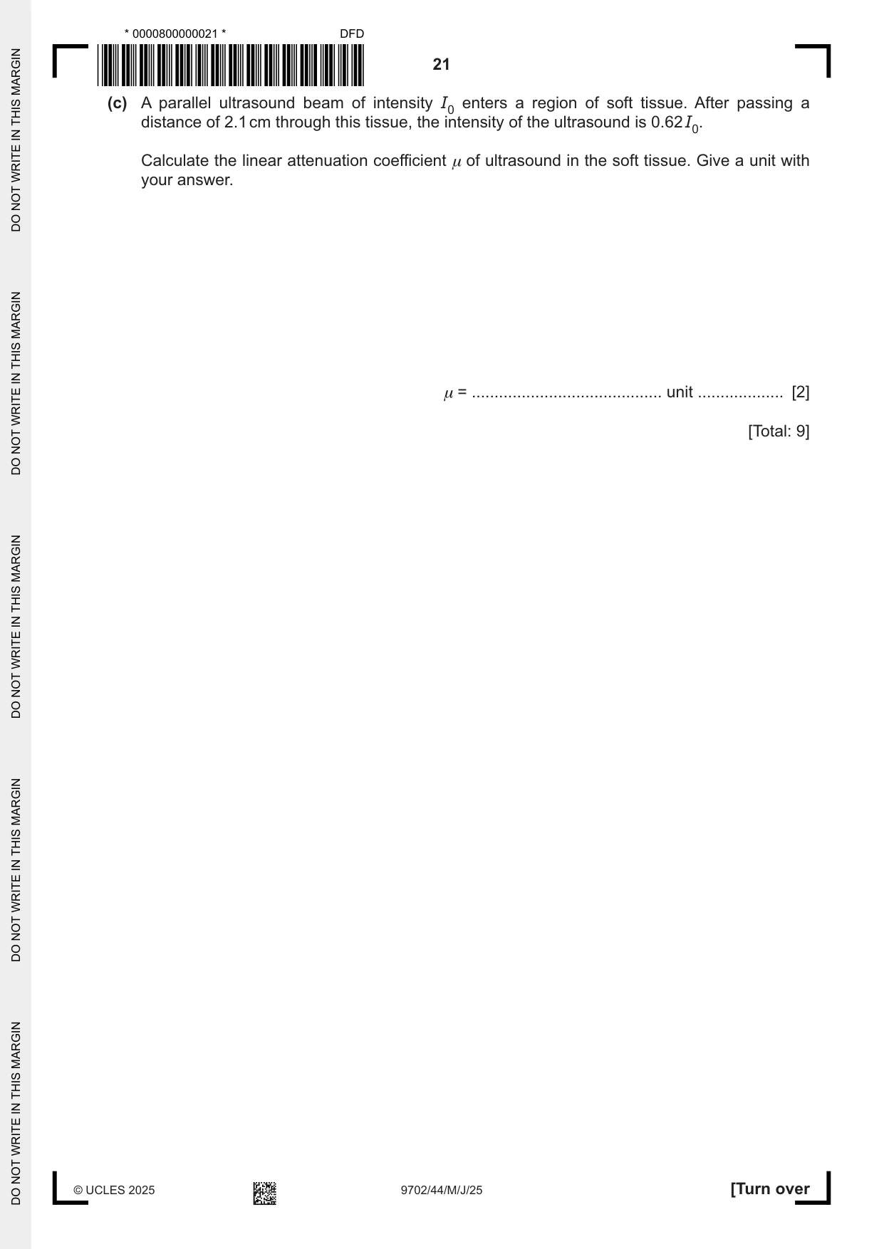 Cambridge A Level Physics 9702 2025 May/June Paper 4 · Variant 4 question paper, page 21 of 24