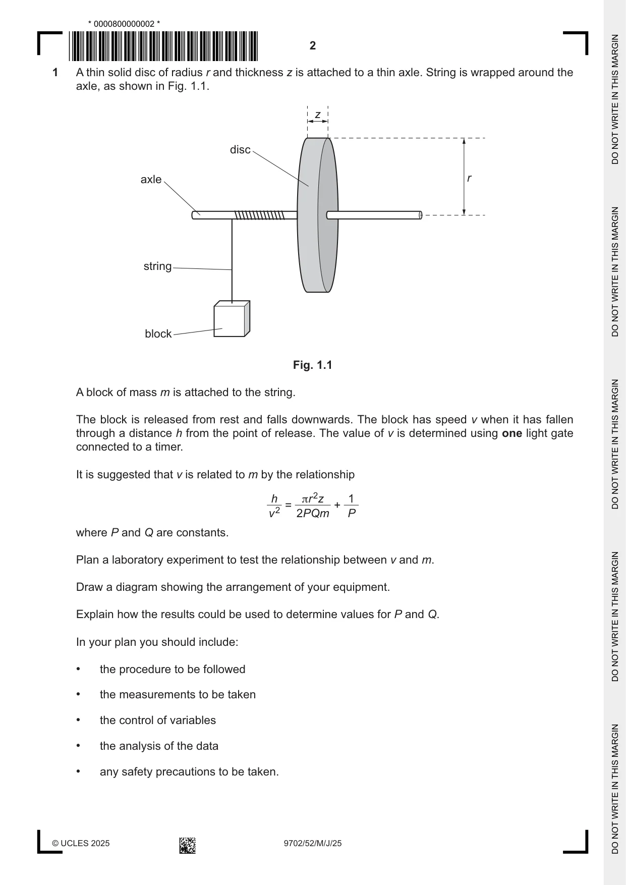 Cambridge A Level Physics 9702 2025 May/June Paper 5 · Variant 2 question paper, page 2 of 8