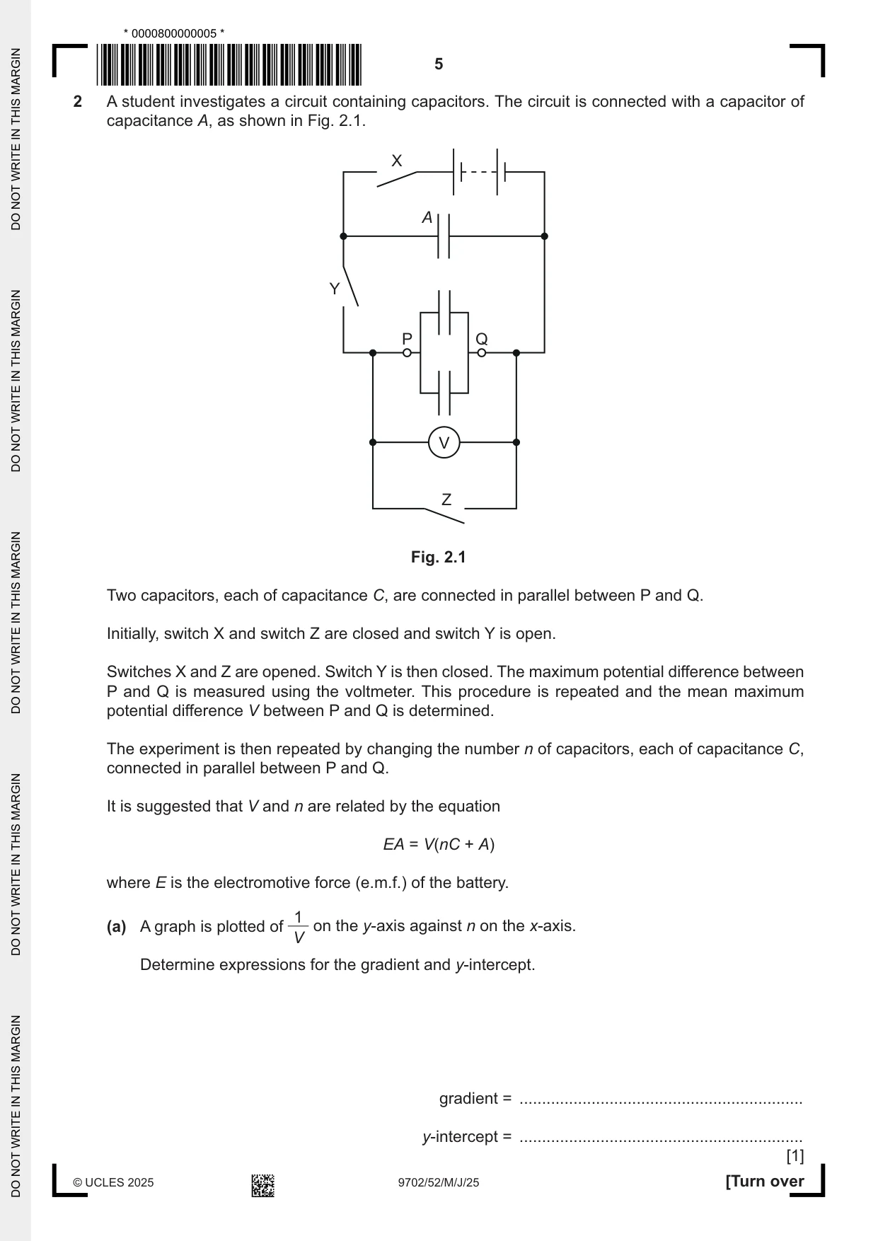 Cambridge A Level Physics 9702 2025 May/June Paper 5 · Variant 2 question paper, page 5 of 8